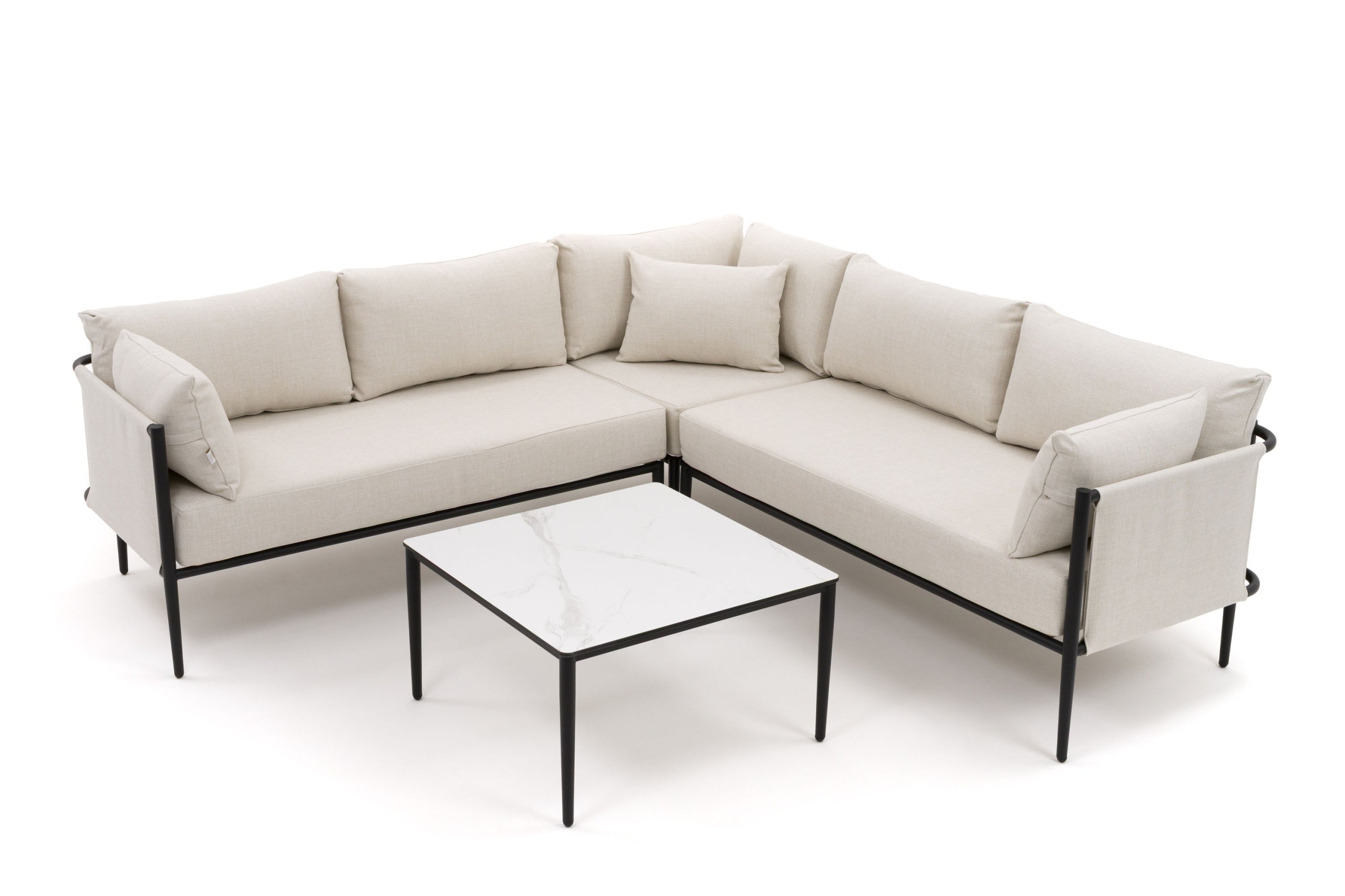 GARDEN FURNITURE CORNER TERRACE MODERN ALUMINUM BELIZE BEIGE AND WHITE Main material metal