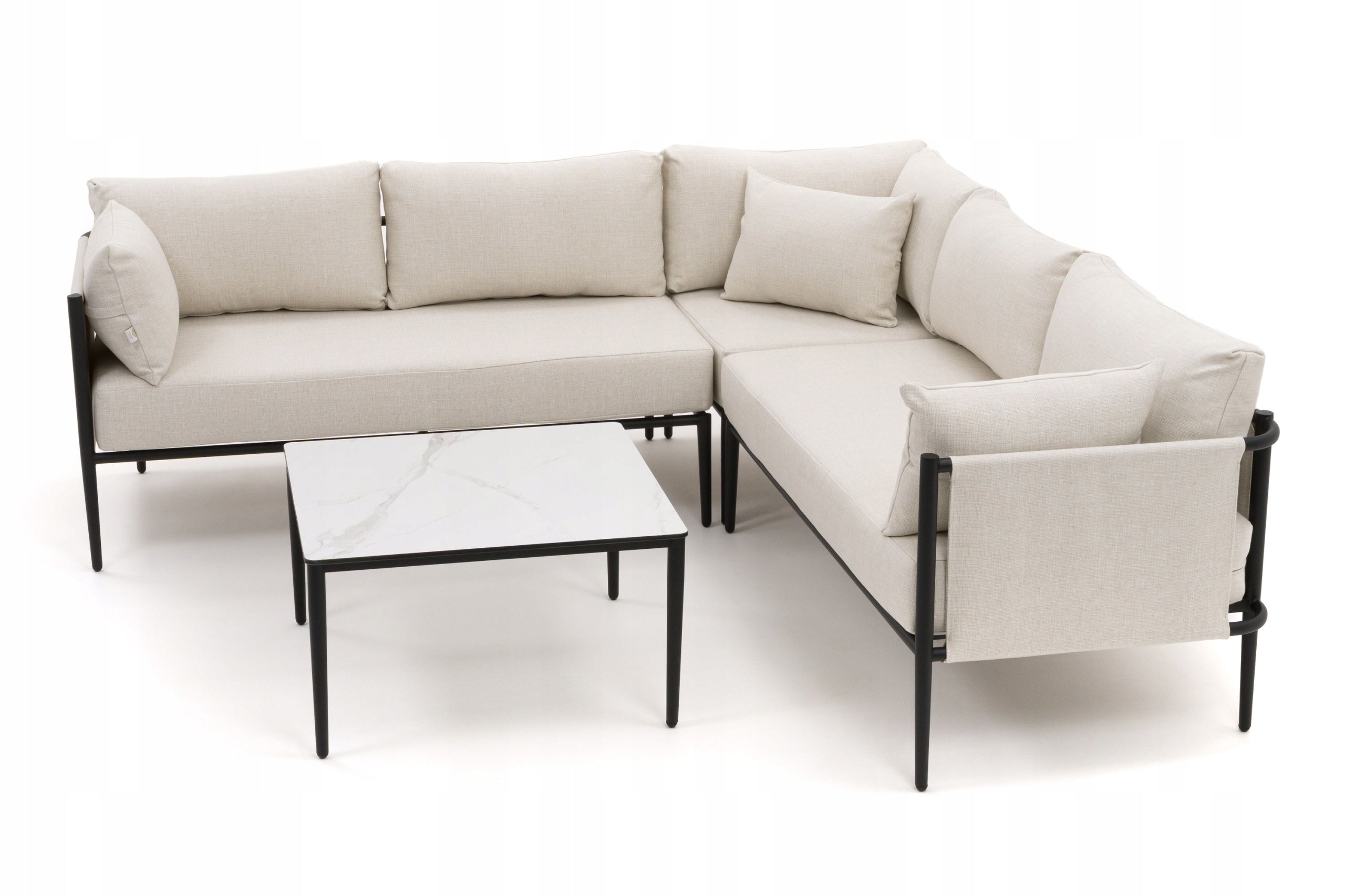 GARDEN FURNITURE CORNER TERRACE MODERN ALUMINUM BELIZE BEIGE AND WHITE Number of items in the set 4