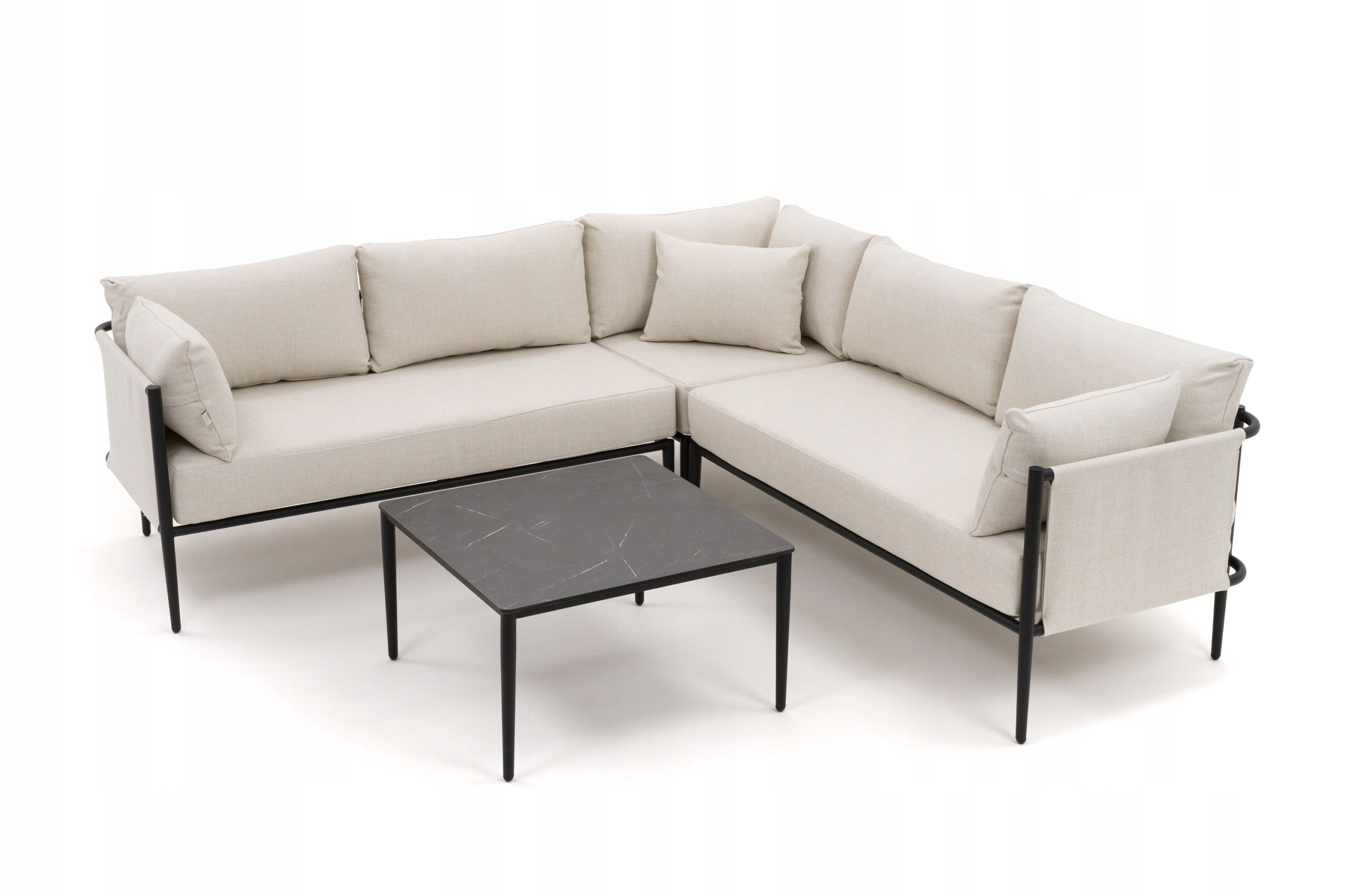 GARDEN FURNITURE CORNER TERRACE MODERN ALUMINUM BELIZE BEIGE-BLACK Main material metal