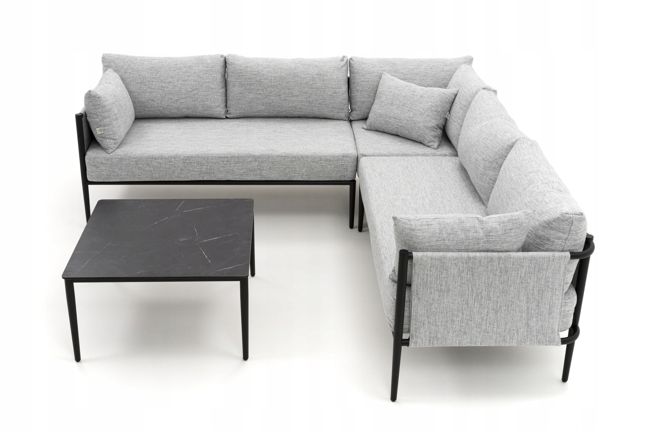 GARDEN FURNITURE CORNER TERRACE MODERN ALUMINUM BELIZE GRAY-BLACK Color gray