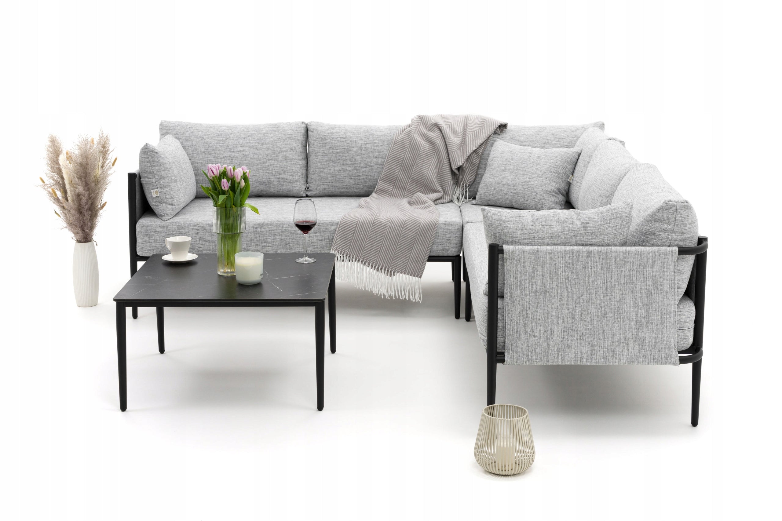 GARDEN FURNITURE CORNER TERRACE MODERN ALUMINUM BELIZE GRAY-BLACK Manufacturer New Home