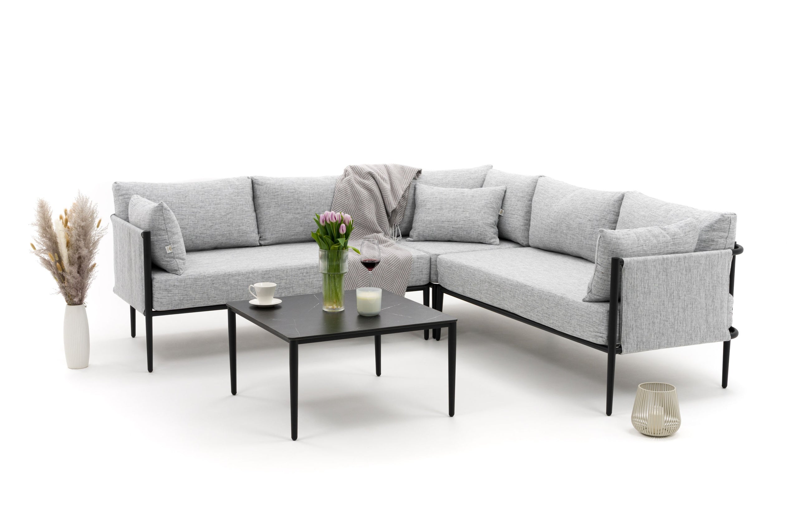 GARDEN FURNITURE CORNER TERRACE MODERN ALUMINUM BELIZE GRAY-BLACK Manufacturer code NAROŻNIK BELIZE - SZARO-CZARNY