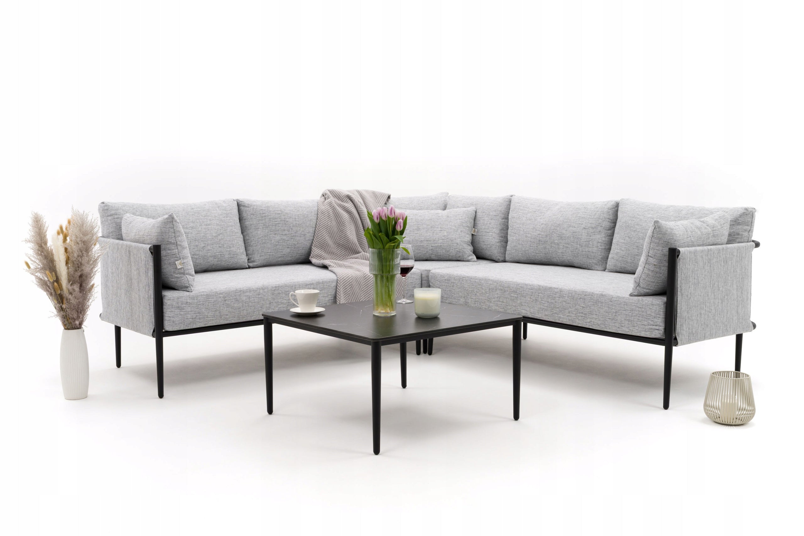 GARDEN FURNITURE CORNER TERRACE MODERN ALUMINUM BELIZE GRAY-BLACK Packaging status original