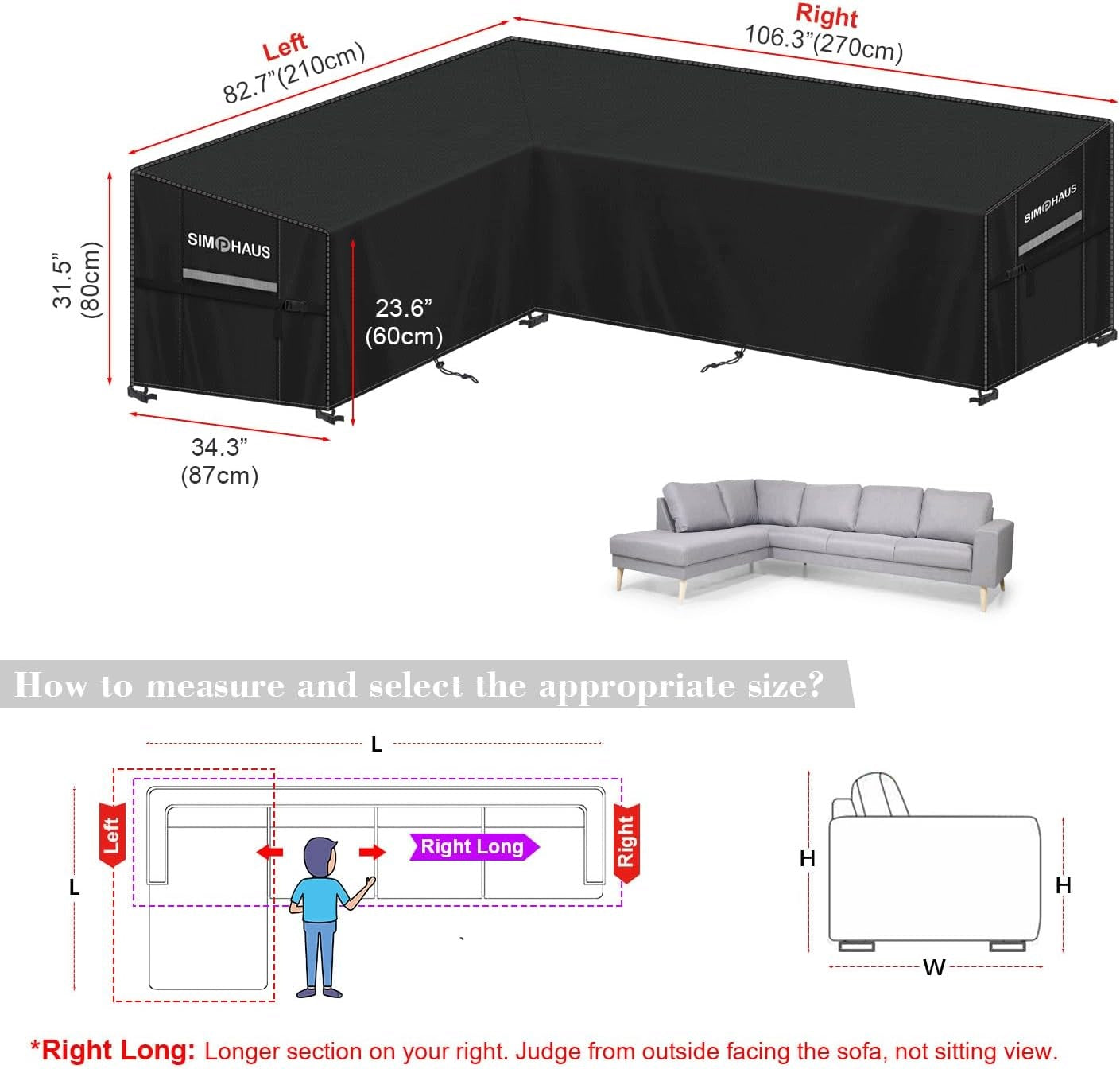 GARDEN FURNITURE COVER CORNER L 210x270cm WATERPROOF OXFORD Manufacturer code POKROWIEC NA MEBLE OGRODOWE NAR STREFAZAKUPÓW