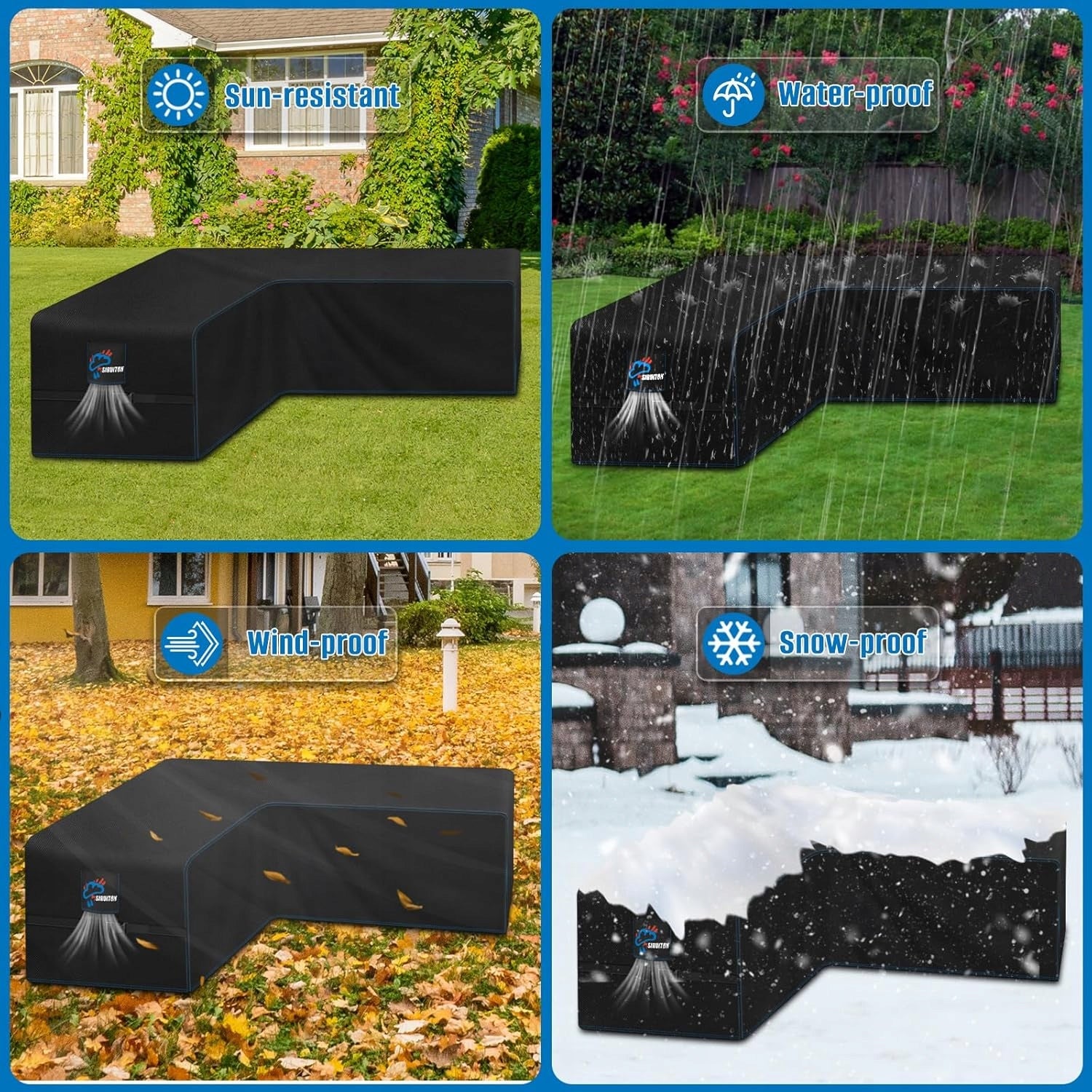 GARDEN FURNITURE COVER CORNER SHAPE L WATERPROOF COVER Color black