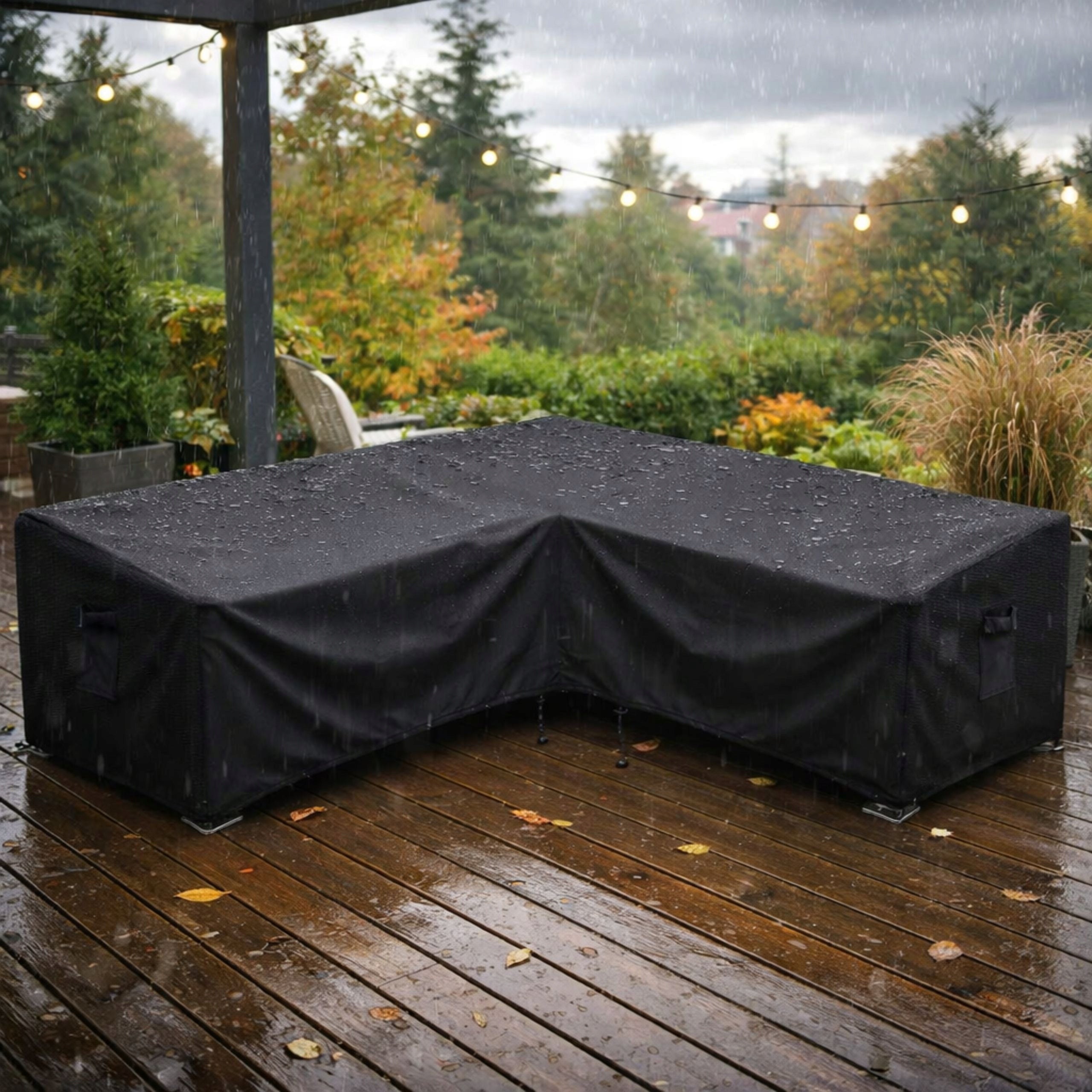 GARDEN FURNITURE COVER CORNER WATERPROOF 270x270x90 OXFORD BLACK Color black