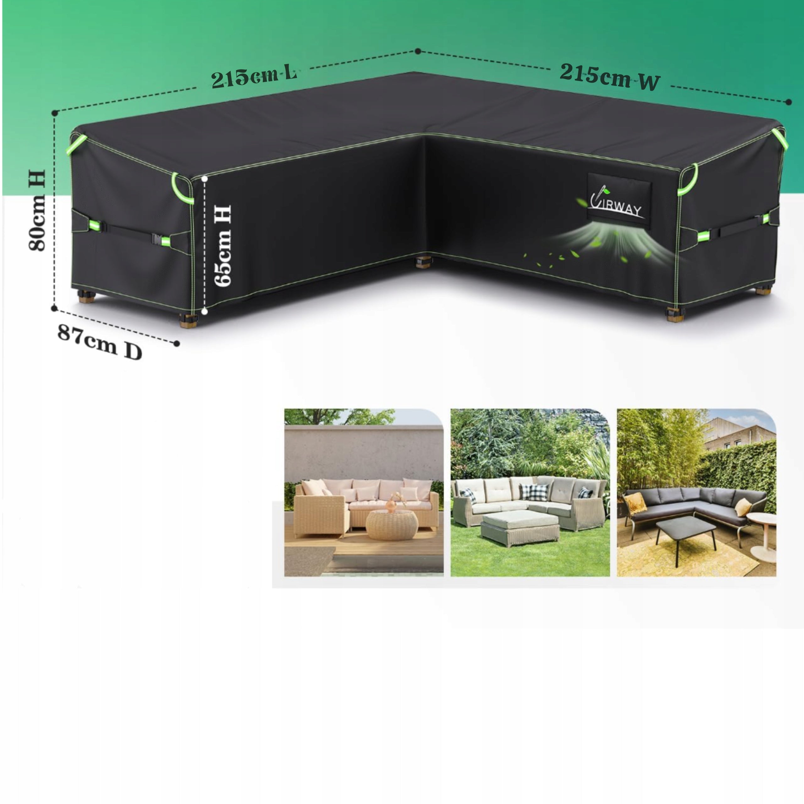 GARDEN FURNITURE COVER CORNER WATERPROOF PROTECTIVE tarpaulin 215x215 Packaging status original