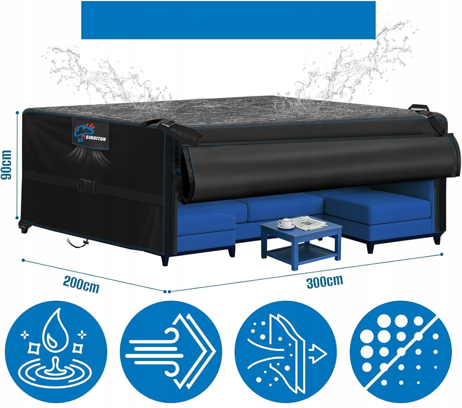 GARDEN FURNITURE COVER OUTDOOR WATERPROOF DURABLE 300x250x100CM Manufacturer code POKROWIEC NA MEBLE OGRODOWE WODOODPORNY