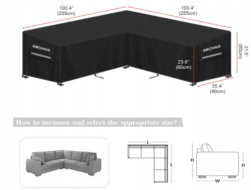 GARDEN FURNITURE COVER SHAPE L WATERPROOF 255x255 STRONG CORNER Manufacturer no brand