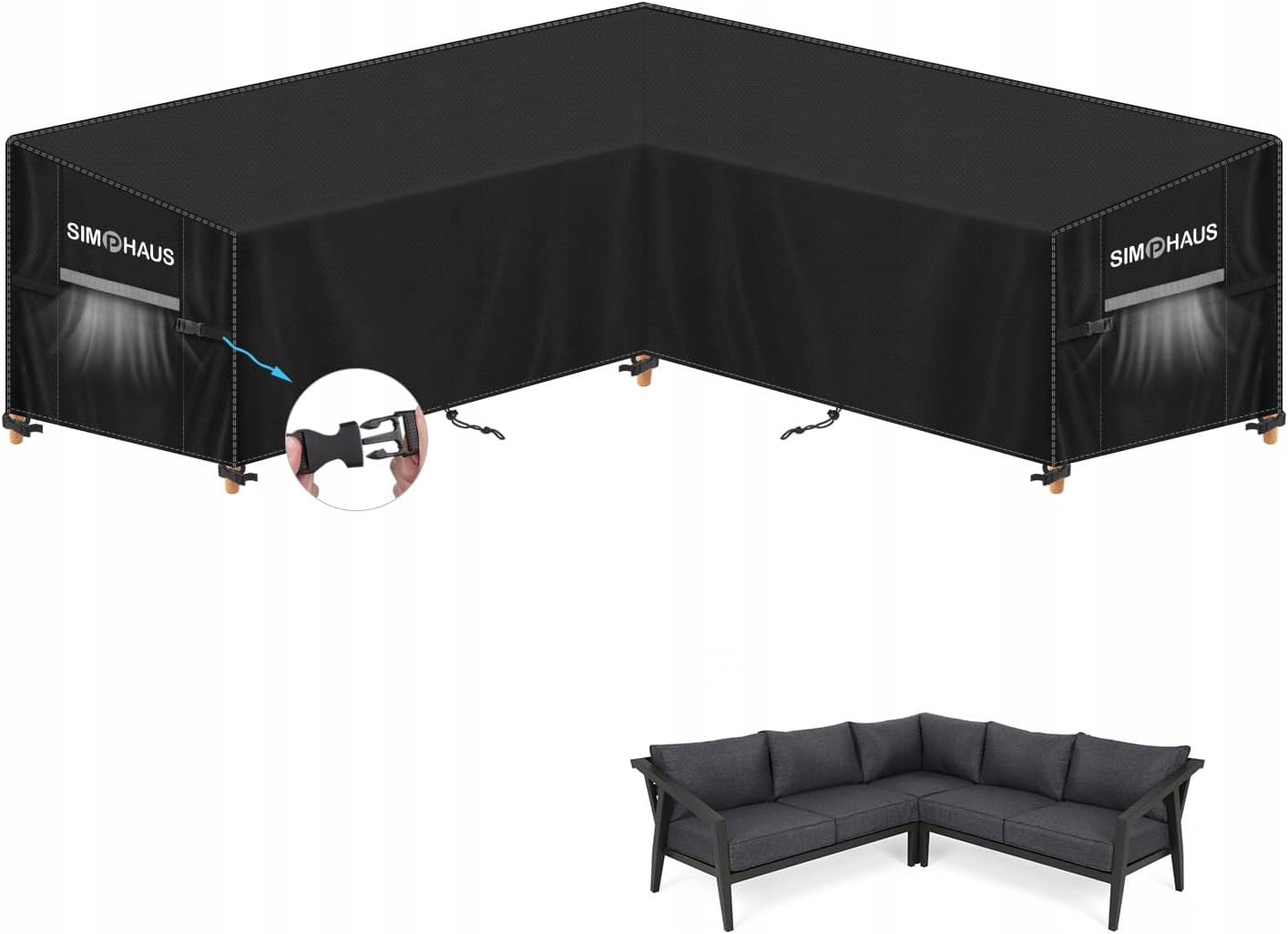 GARDEN FURNITURE COVER SHAPE L WATERPROOF 255x255 STRONG CORNER
