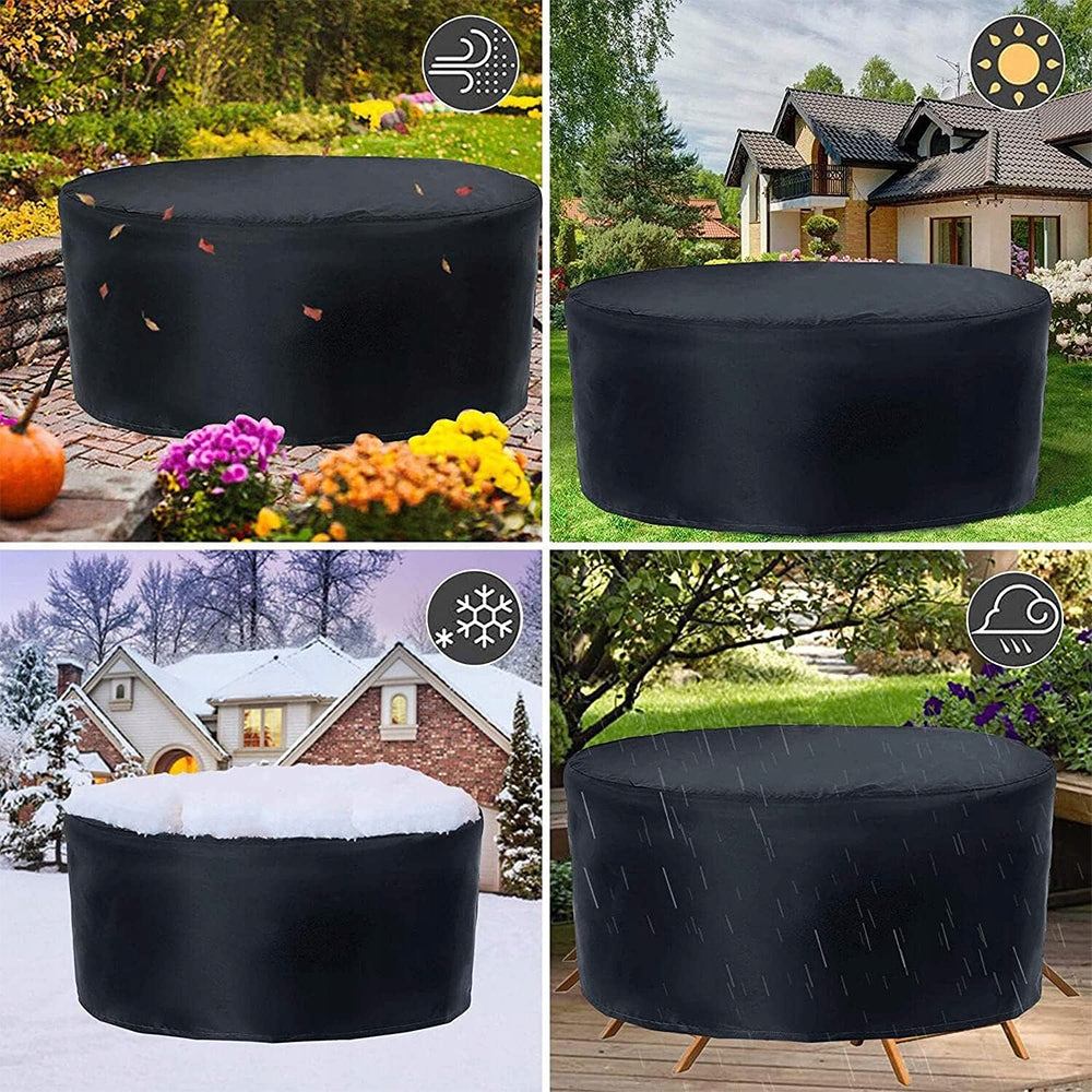GARDEN FURNITURE COVER TABLE ARMCHAIR CHAIR WATERPROOF ROUND 230x110 Color black