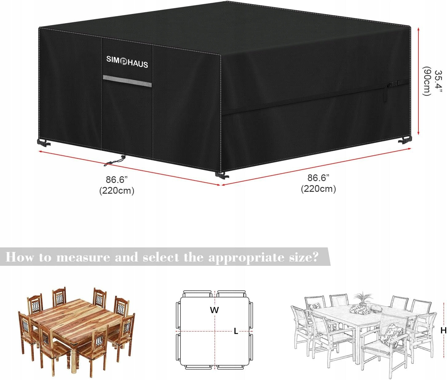 GARDEN FURNITURE COVER TABLE TARPAULIN CHAIRS WATERPROOF 220x220x90 EAN (GTIN) 0099752893954