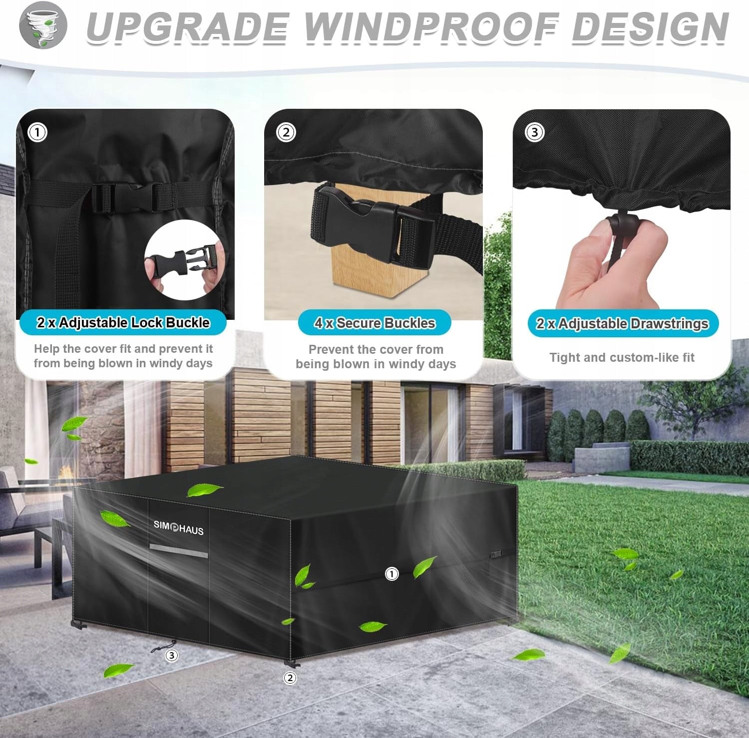 GARDEN FURNITURE COVER TABLE TARPAULIN CHAIRS WATERPROOF 220x220x90 Manufacturer code POKROWIEC NA MEBLE OGRODOWE 220x220x90