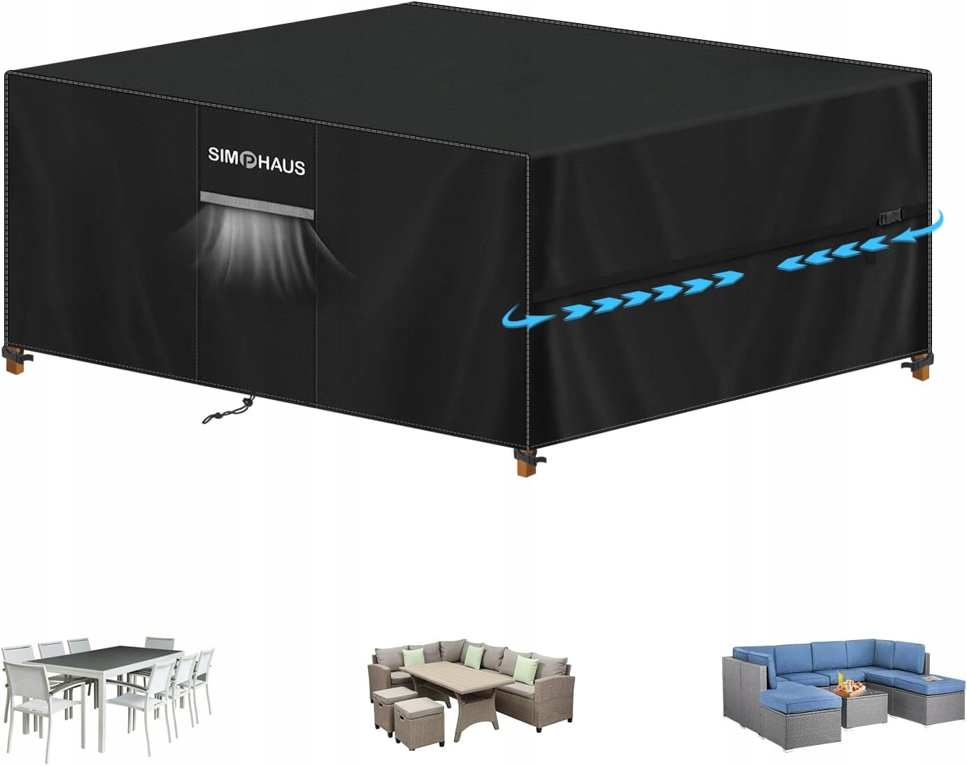 GARDEN FURNITURE COVER TABLE TARPAULIN CHAIRS WATERPROOF 230x180x80