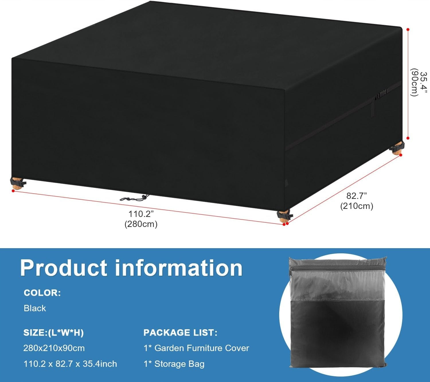 GARDEN FURNITURE COVER TABLE TARPAULIN CHAIRS WATERPROOF 280x210x90 EAN (GTIN) 0099758293116