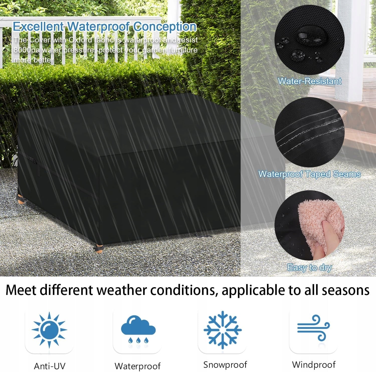GARDEN FURNITURE COVER TABLE TARPAULIN CHAIRS WATERPROOF 280x210x90 Length 280 cm