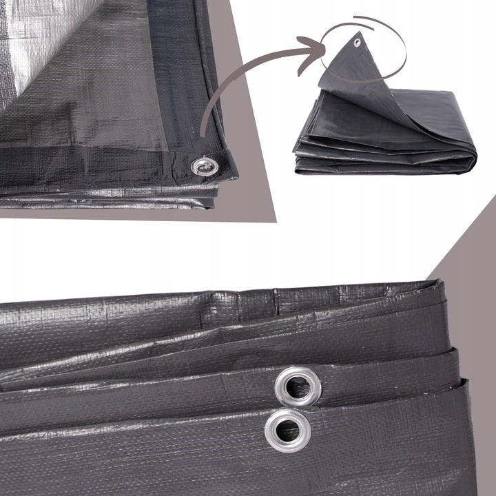 GARDEN FURNITURE COVER TARPAULIN GREY waterproof TABLE CHAIRS 250x150 Length 250 cm