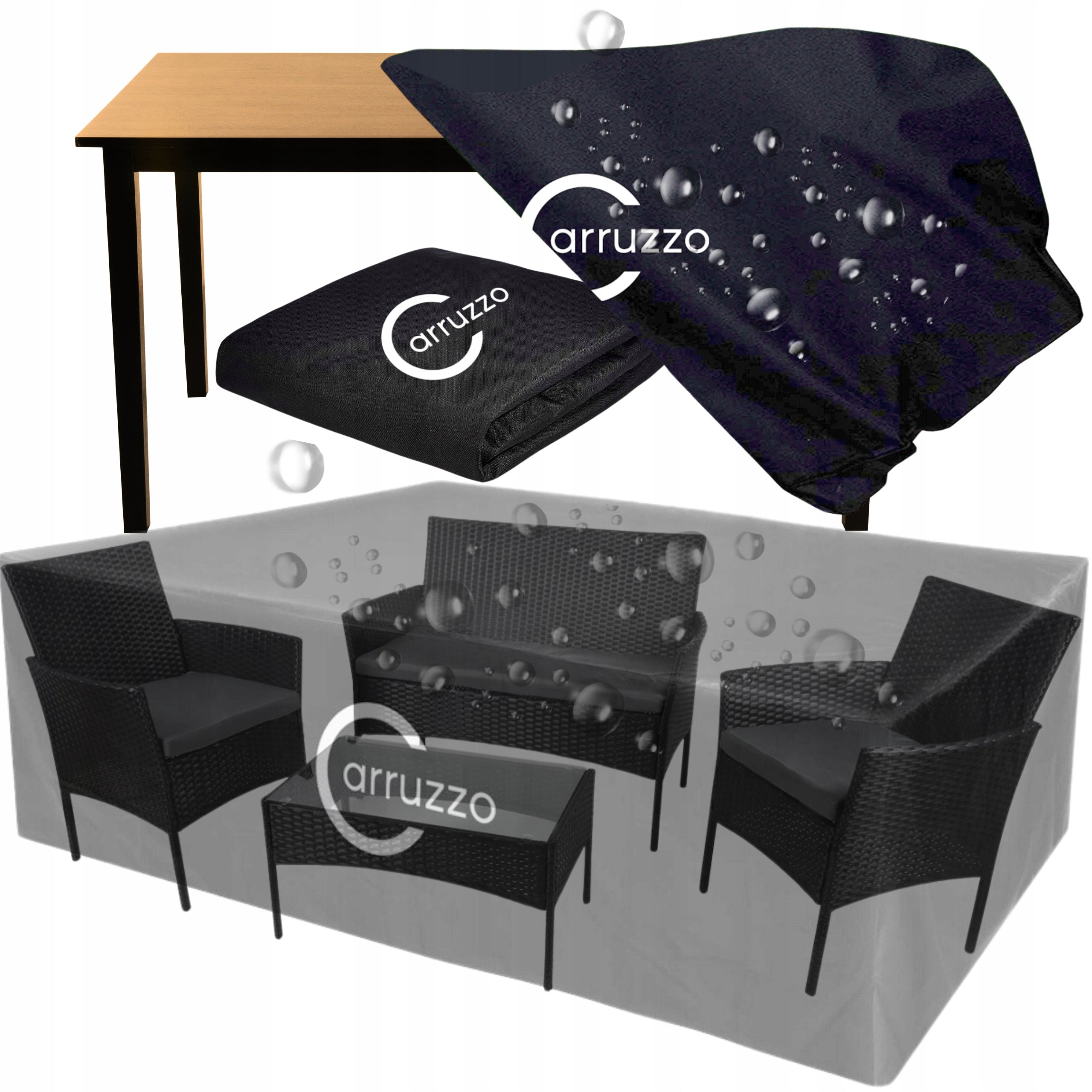 GARDEN FURNITURE COVER WATERPROOF Strong Large 200x160x70cm BLACK