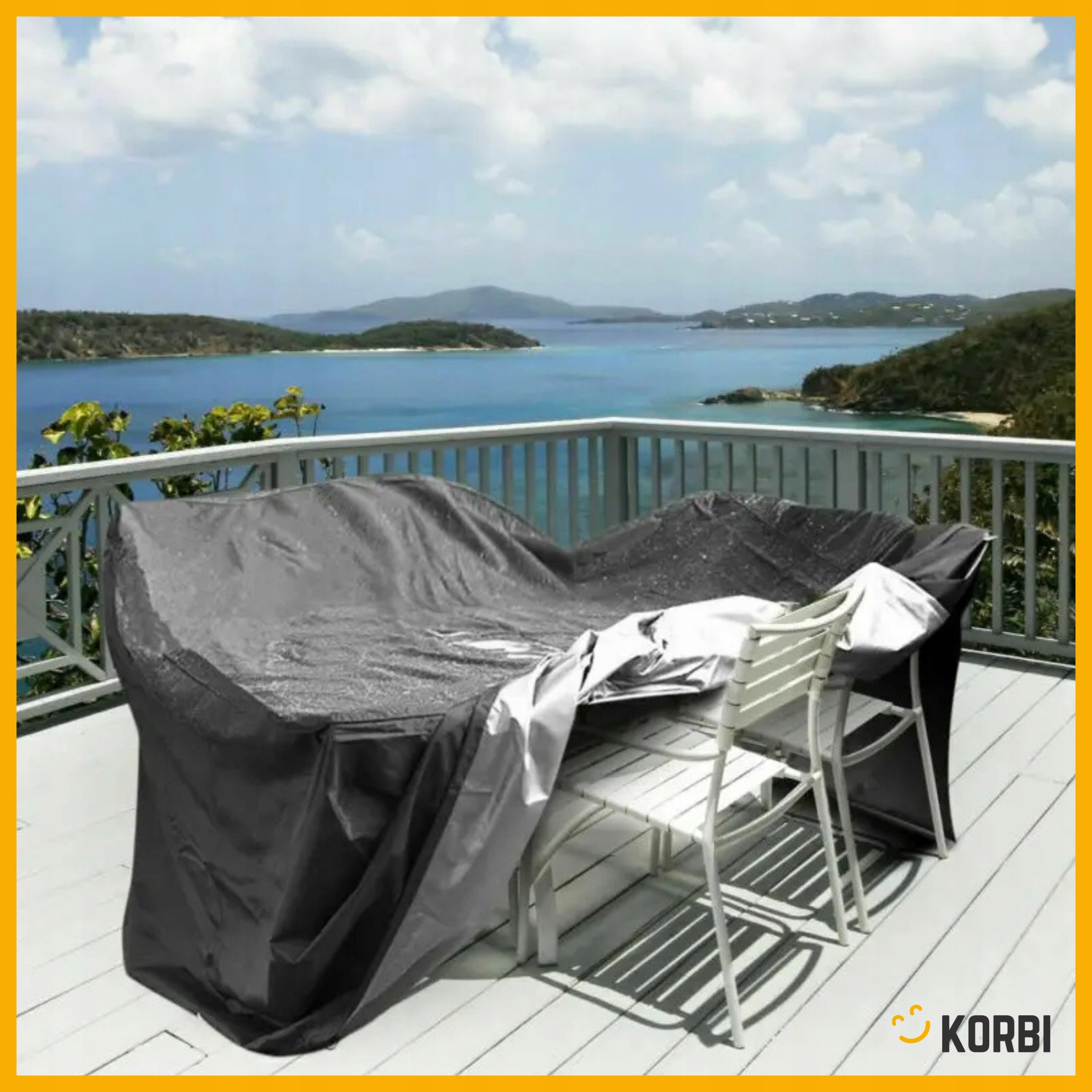 GARDEN FURNITURE COVER WATERPROOF TABLE DURABLE BLACK 308x138x98 Length 308 cm