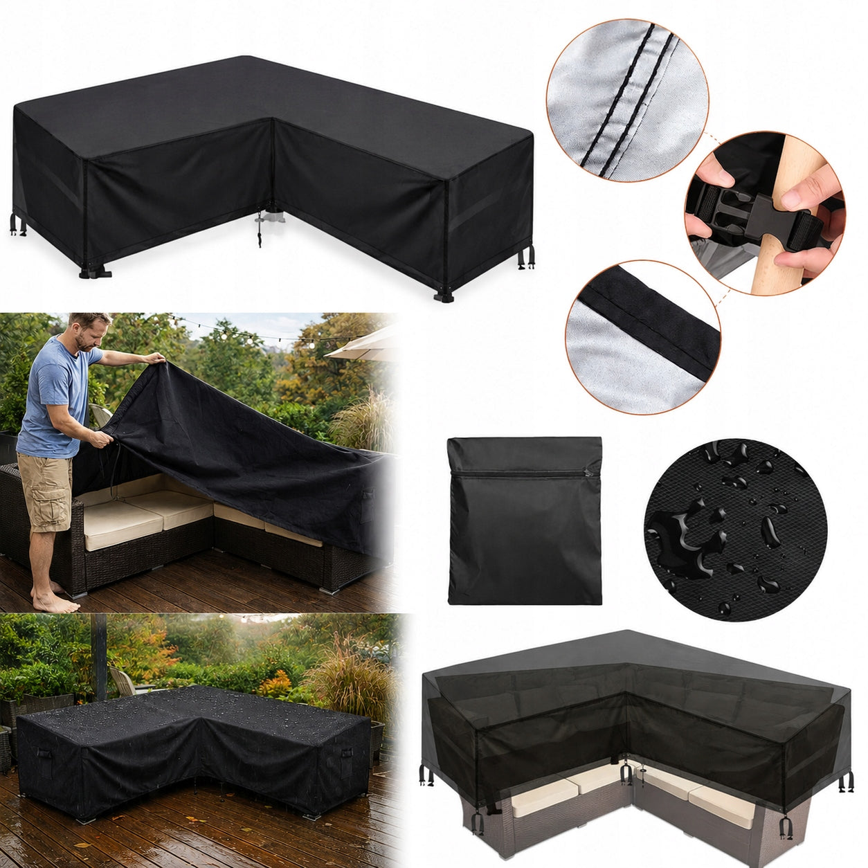GARDEN FURNITURE COVER WATERPROOF TERRACE CORNER LARGE 270x270x90