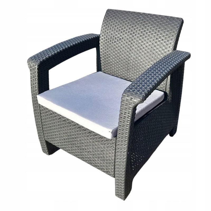 GARDEN FURNITURE FOR TERRACE RATTAN SEATING SET ANTHRACITE TABLE Main material synthetic material