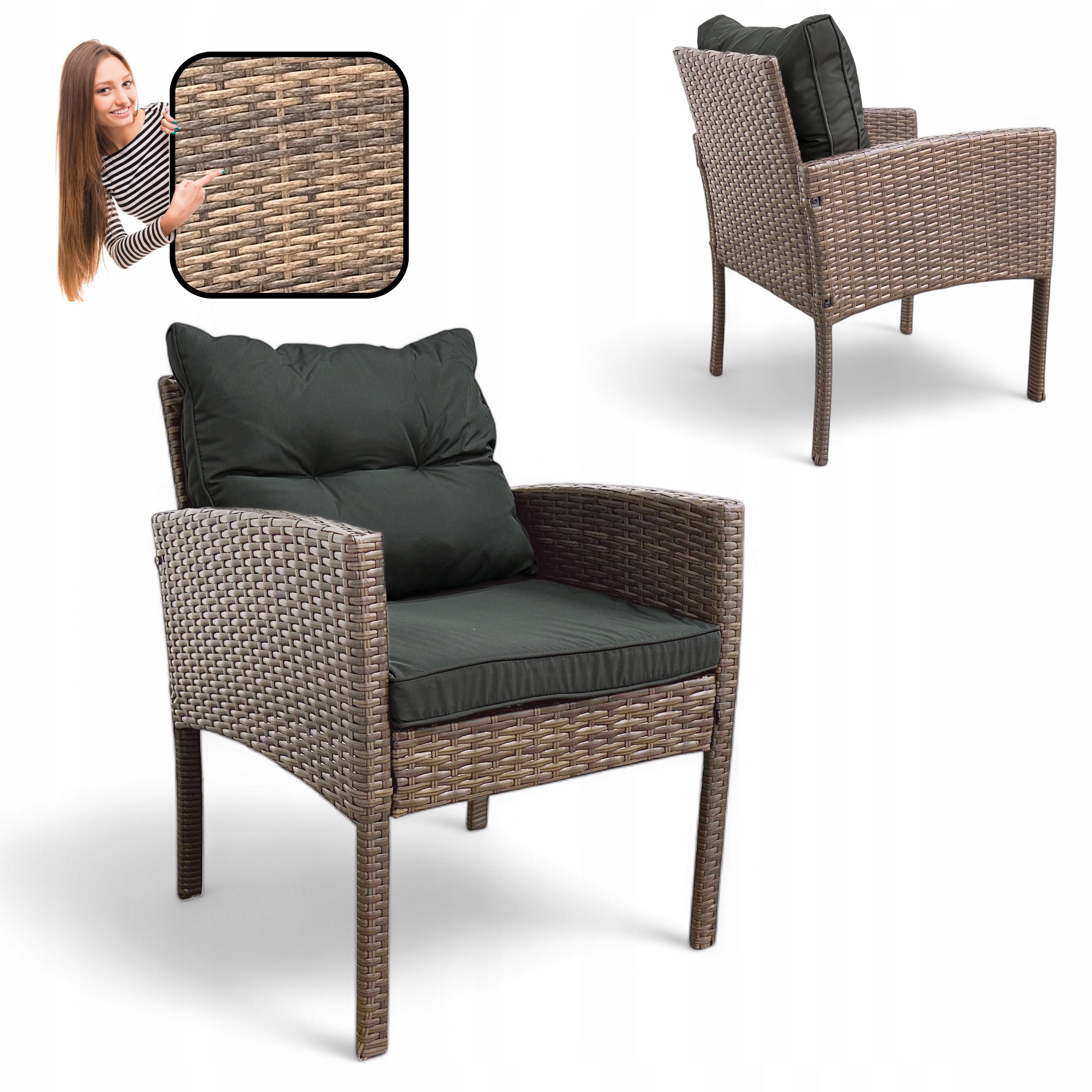 GARDEN FURNITURE GARDEN CHAIR SFS078-SC RATTAN BROWN LIGHT