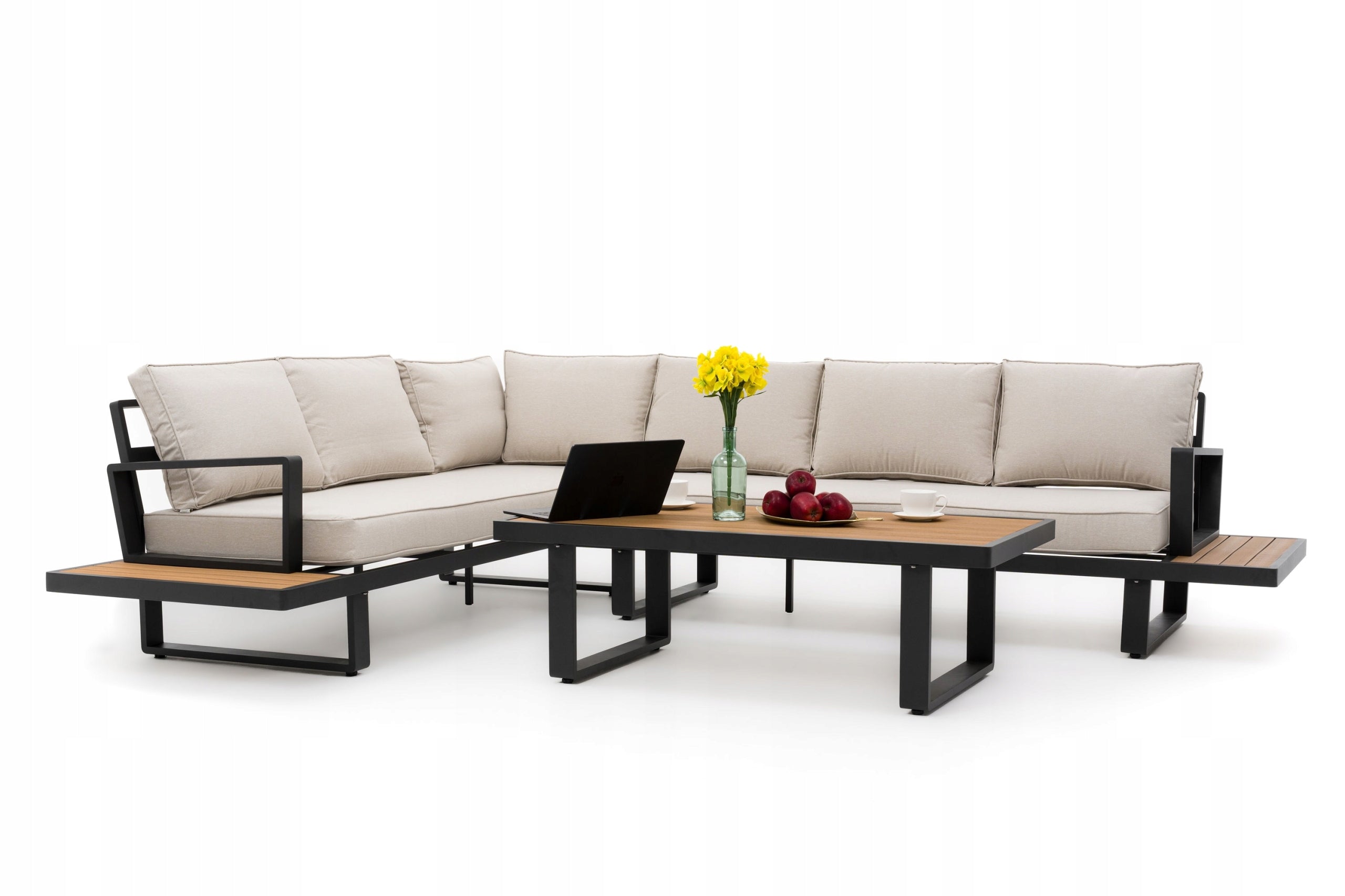 GARDEN FURNITURE LARGE CORNER MODERN ALUMINUM GRAPHITE-BEIGE ATOLL Manufacturer New Home