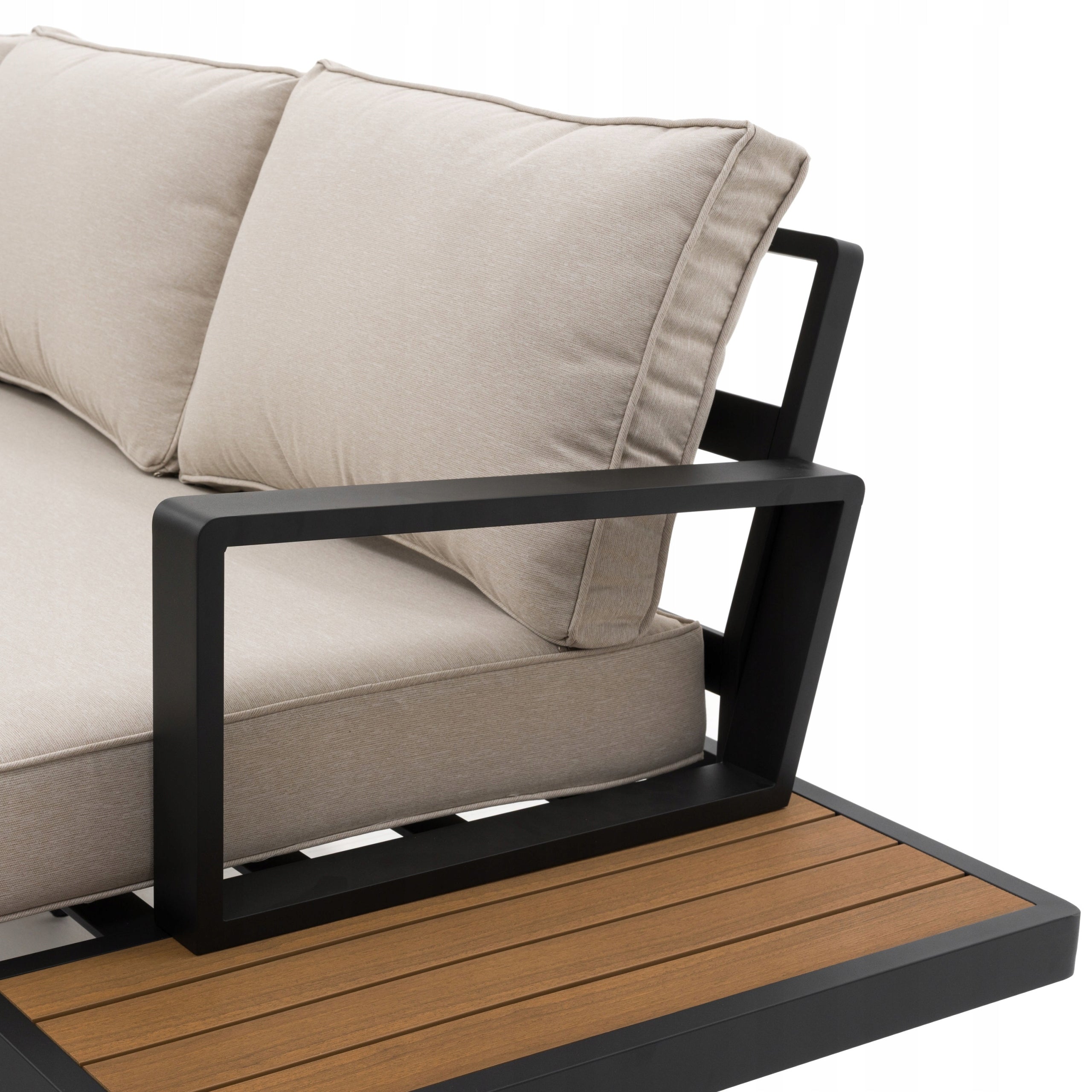 GARDEN FURNITURE LARGE CORNER MODERN ALUMINUM GRAPHITE-BEIGE ATOLL Set contents corner sofa end table