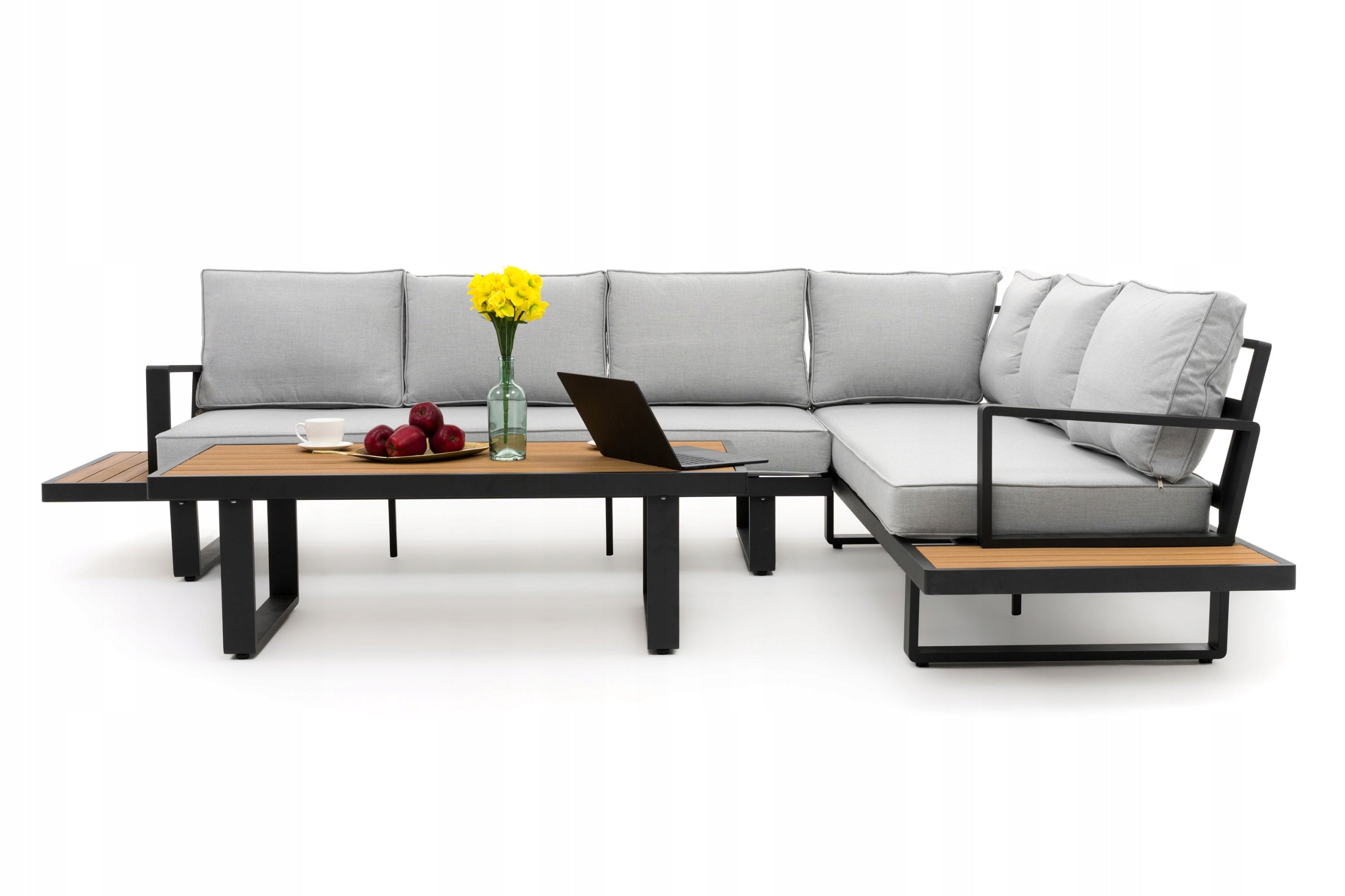 GARDEN FURNITURE LARGE CORNER MODERN ALUMINUM GRAPHITE-GREY ATOLL Color gray