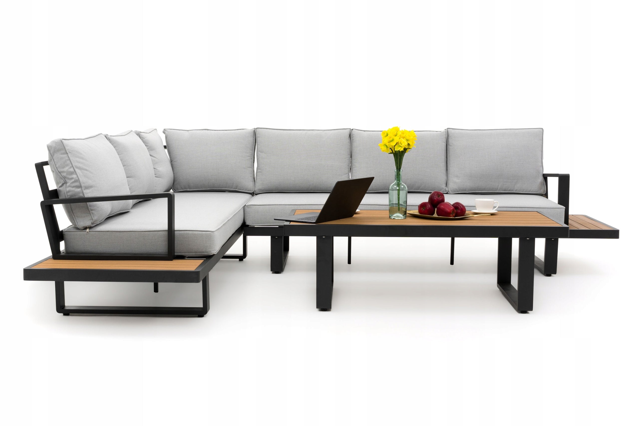 GARDEN FURNITURE LARGE CORNER MODERN ALUMINUM GRAPHITE-GREY ATOLL Color gray