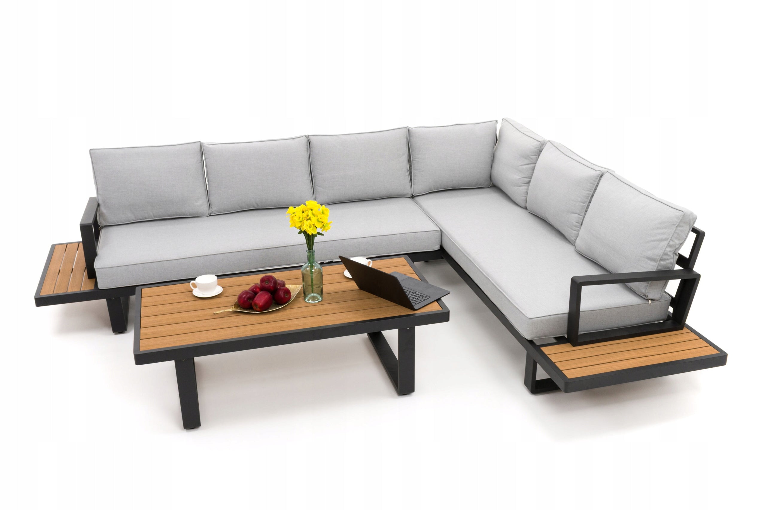 GARDEN FURNITURE LARGE CORNER MODERN ALUMINUM GRAPHITE-GREY ATOLL Main material aluminum