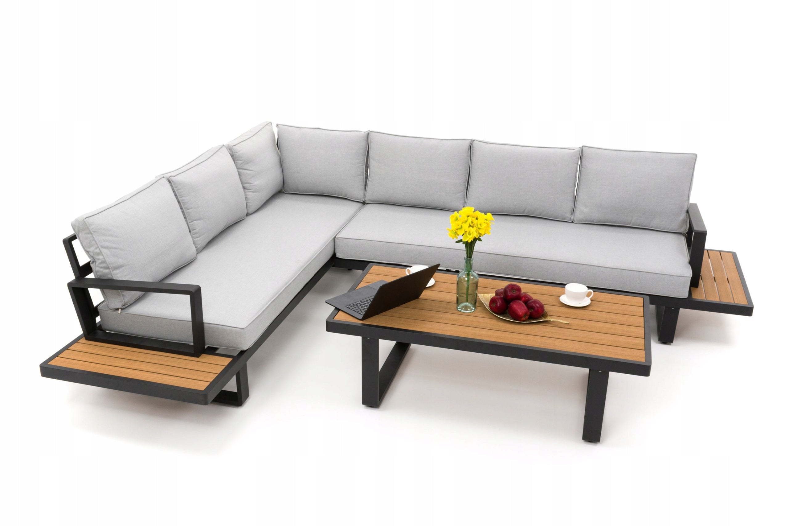 GARDEN FURNITURE LARGE CORNER MODERN ALUMINUM GRAPHITE-GREY ATOLL Main material aluminum