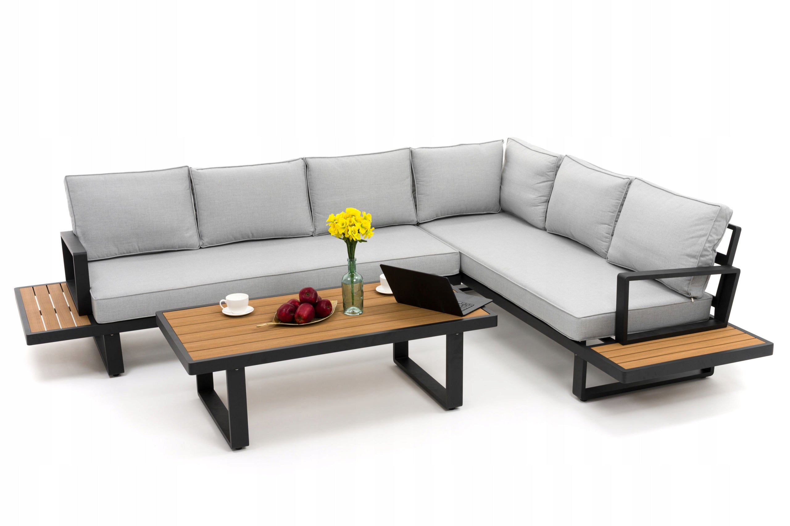 GARDEN FURNITURE LARGE CORNER MODERN ALUMINUM GRAPHITE-GREY ATOLL Manufacturer code NAROŻNIK ATOL - GRAFITOWO-SZARY LEWY