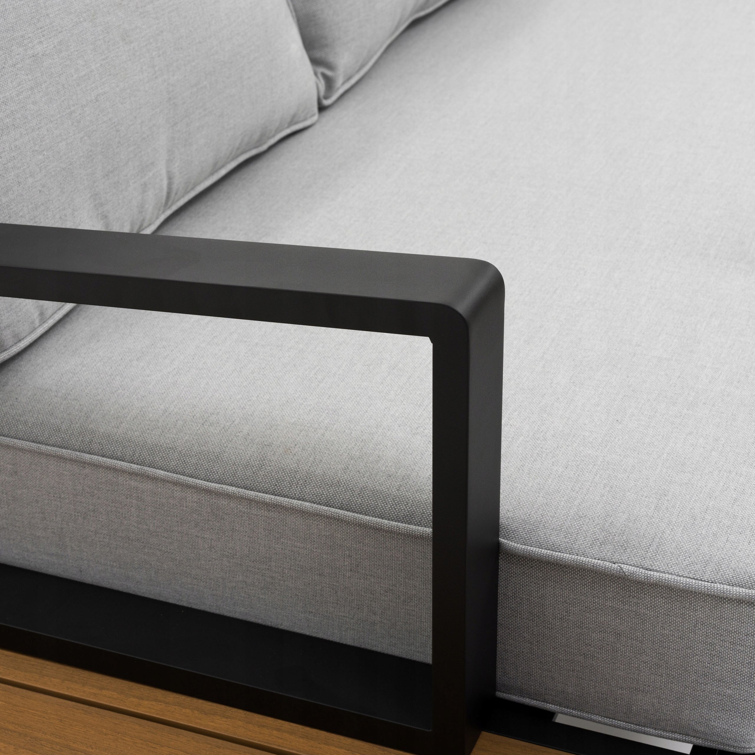 GARDEN FURNITURE LARGE CORNER MODERN ALUMINUM GRAPHITE-GREY ATOLL Set contents corner sofa end table