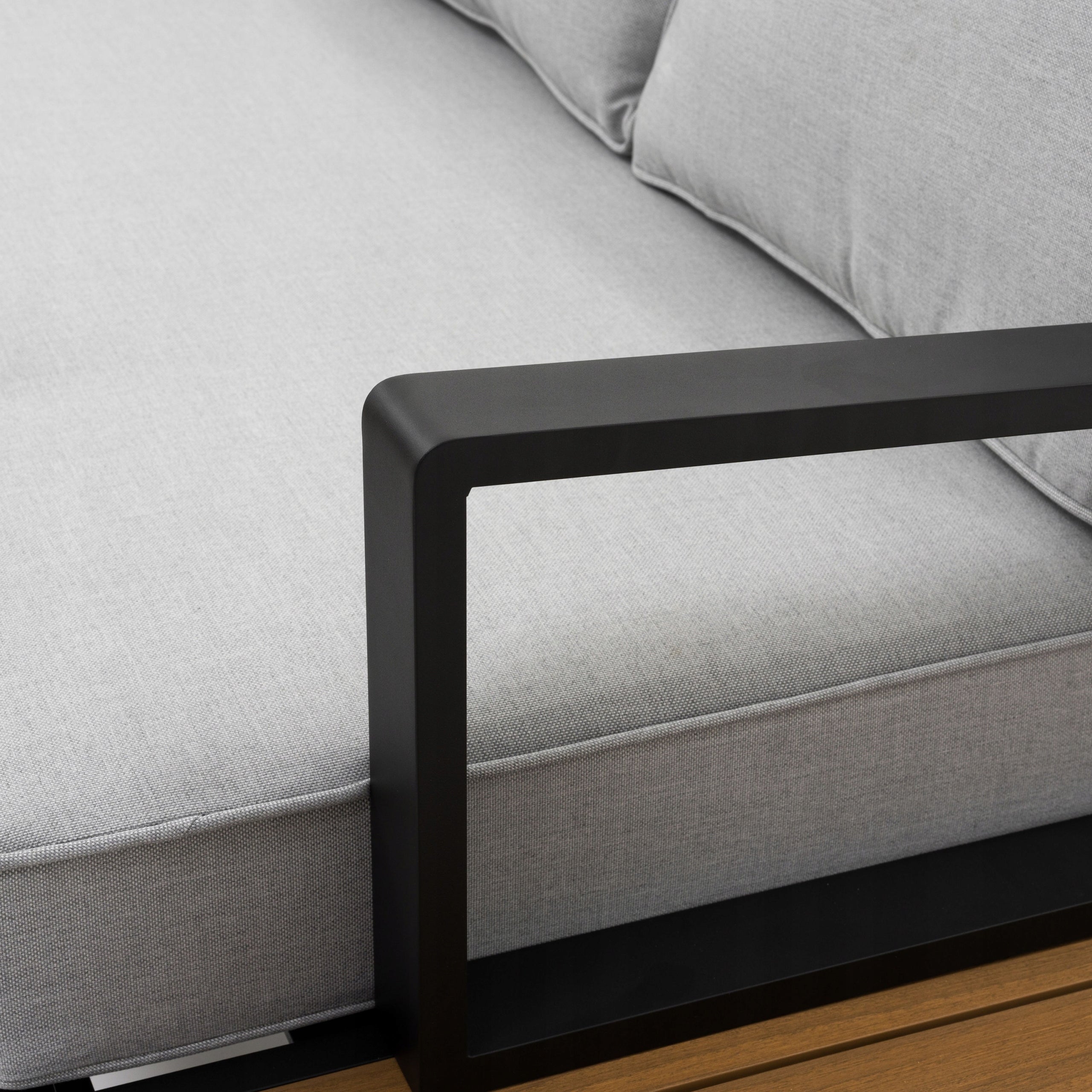 GARDEN FURNITURE LARGE CORNER MODERN ALUMINUM GRAPHITE-GREY ATOLL Set contents corner sofa end table