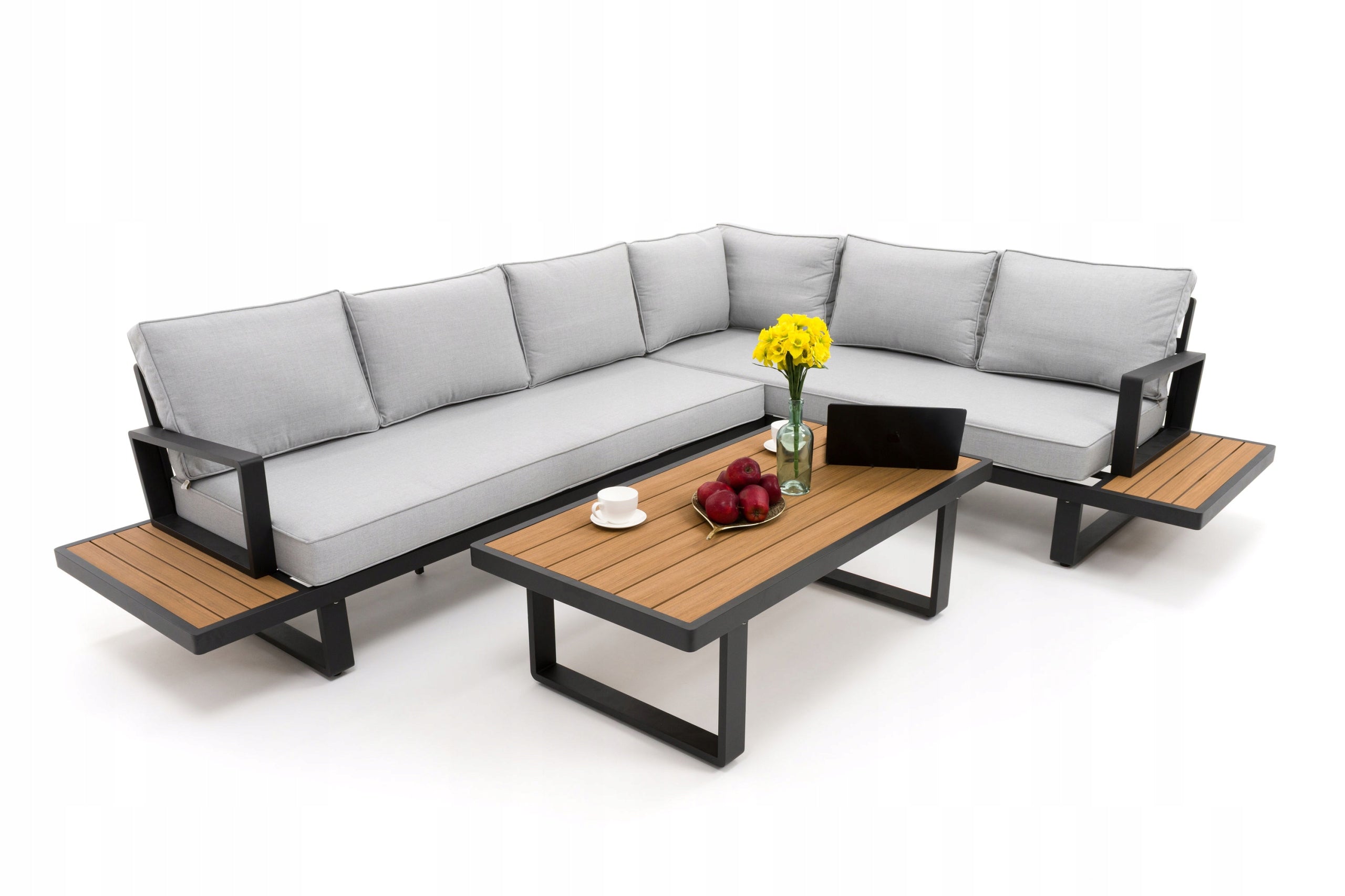 GARDEN FURNITURE LARGE CORNER MODERN ALUMINUM GRAPHITE-GREY ATOLL