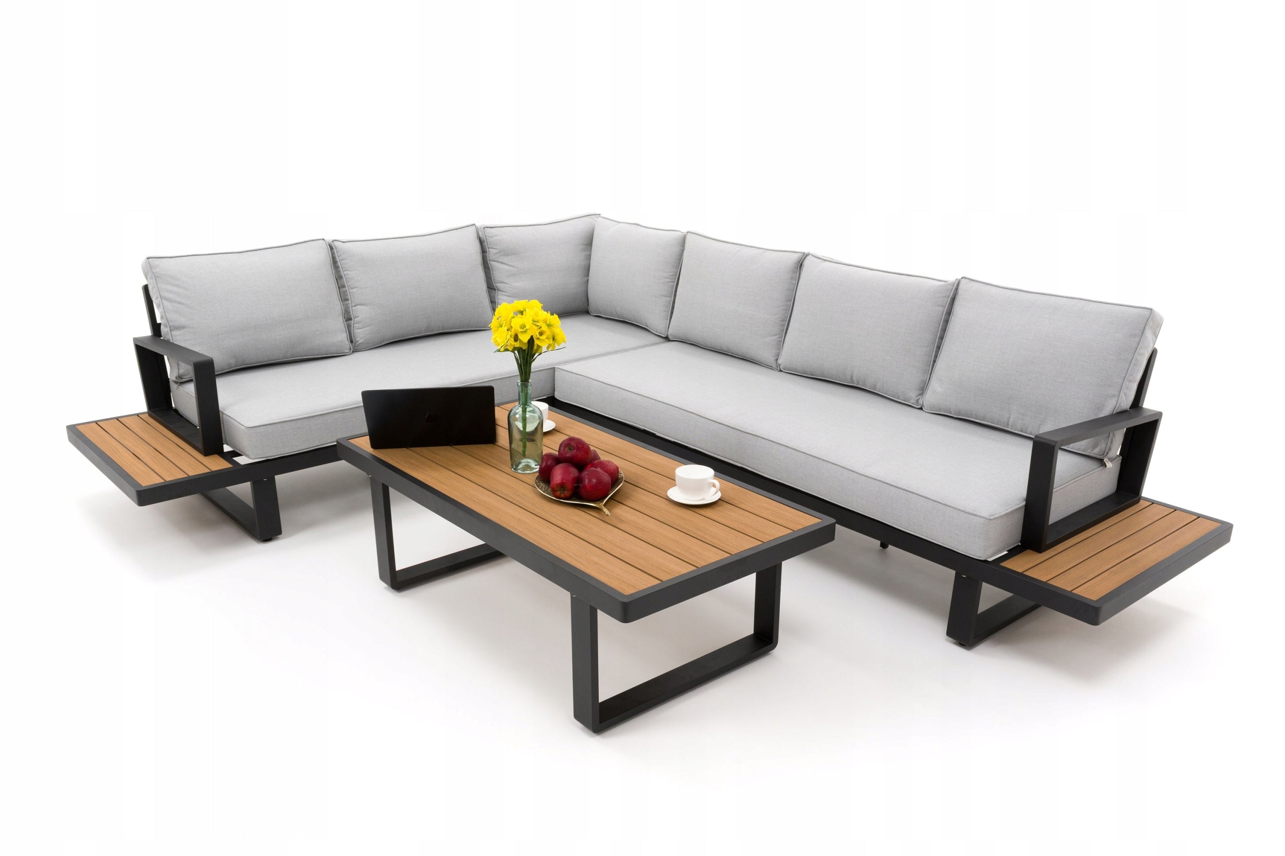GARDEN FURNITURE LARGE CORNER MODERN ALUMINUM GRAPHITE-GREY ATOLL