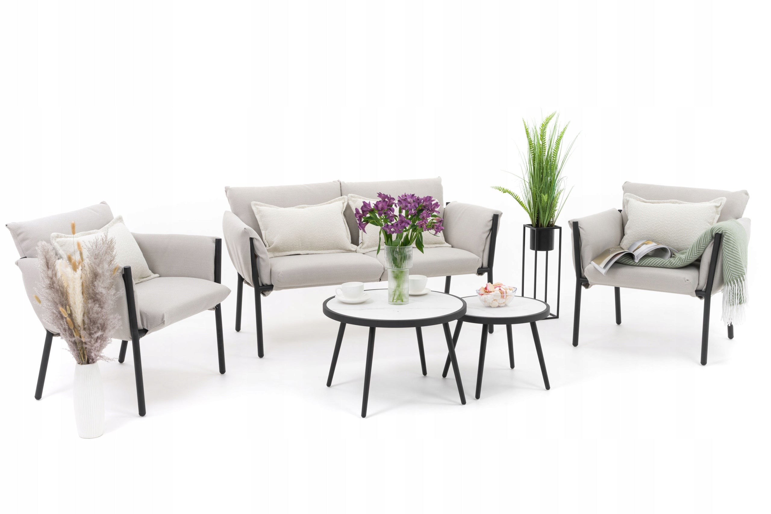 GARDEN FURNITURE MODERN LUXURY TERRACE ALUMINUM TULUM BEIGE-BLACK