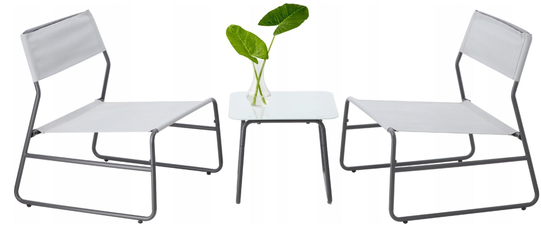 GARDEN FURNITURE SET 2 CHAIRS, TABLE - GREY Manufacturer GardenLine