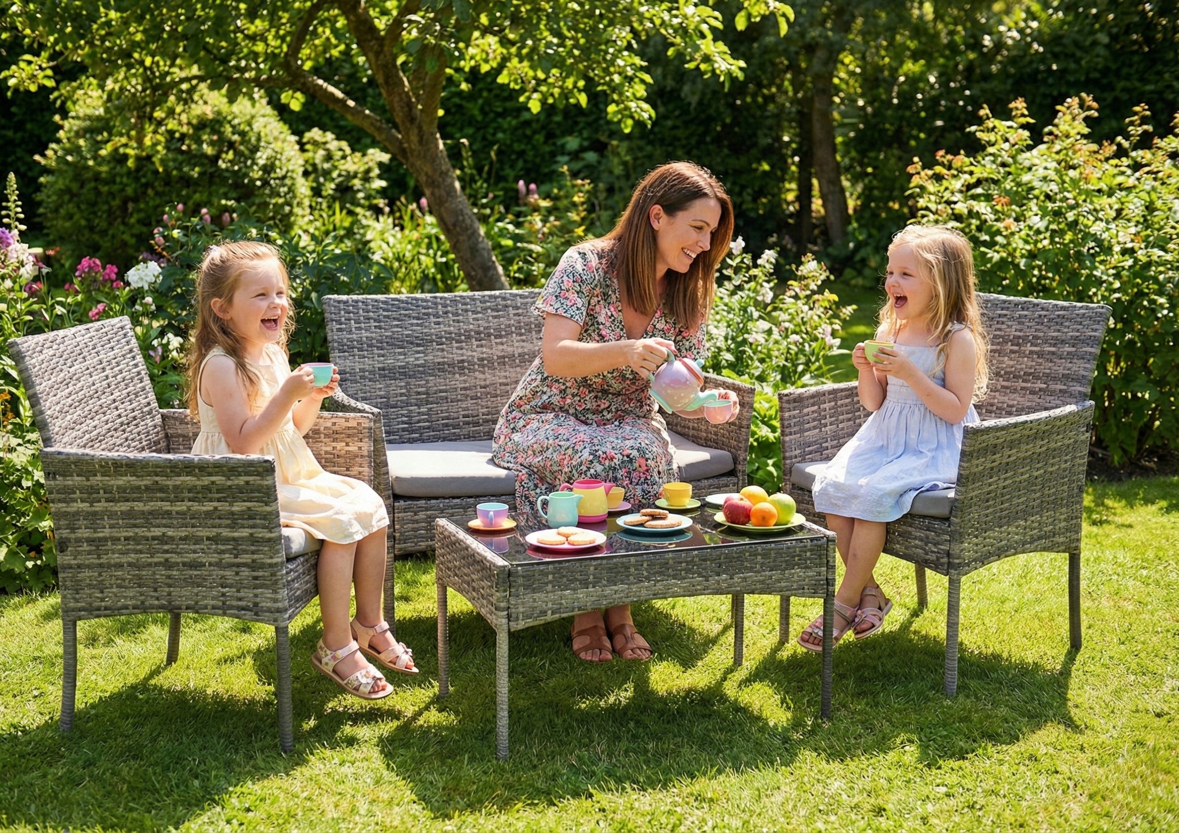 GARDEN FURNITURE SET 4 SEATER SOFA 2x ARMCHAIRS TABLE CUSHIONS FOR TERRACE Manufacturer Funfit Garden
