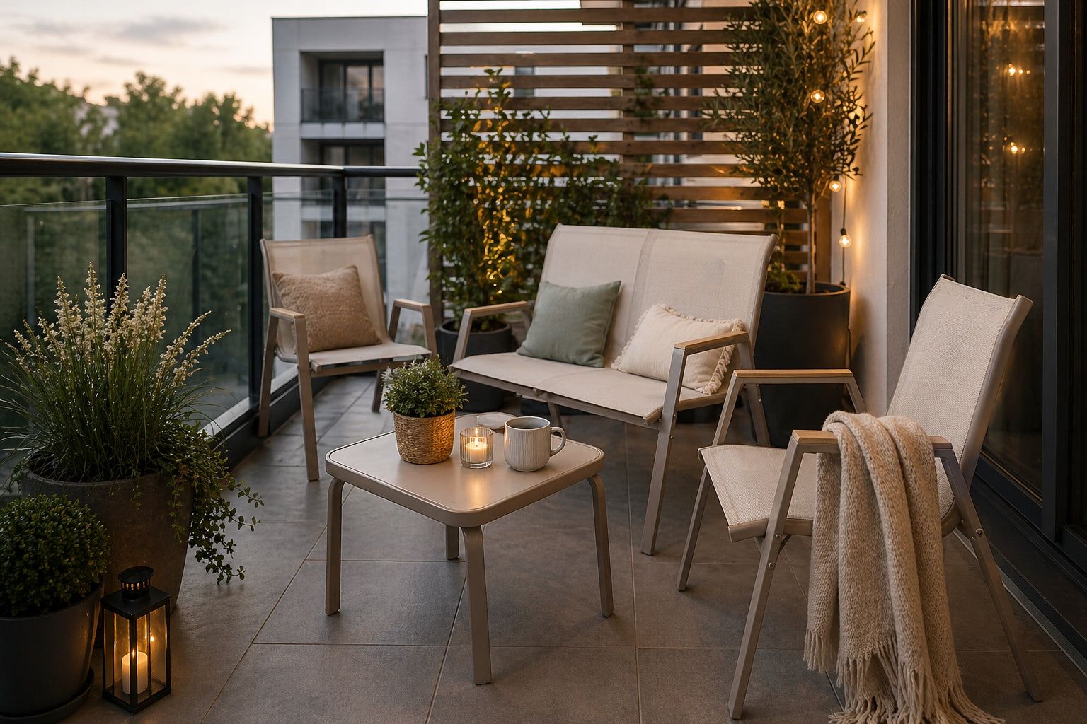 GARDEN FURNITURE SET BALCONY TABLE BENCH 2x CHAIRS MARBELLA WOOD TAUPE Packaging status original