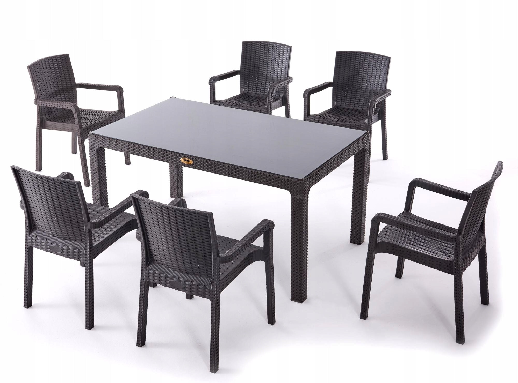 GARDEN FURNITURE SET BALCONY TERRACE TABLE 140x80 +6x CHAIRS CALMA ANTHRACITE Main material synthetic rattan