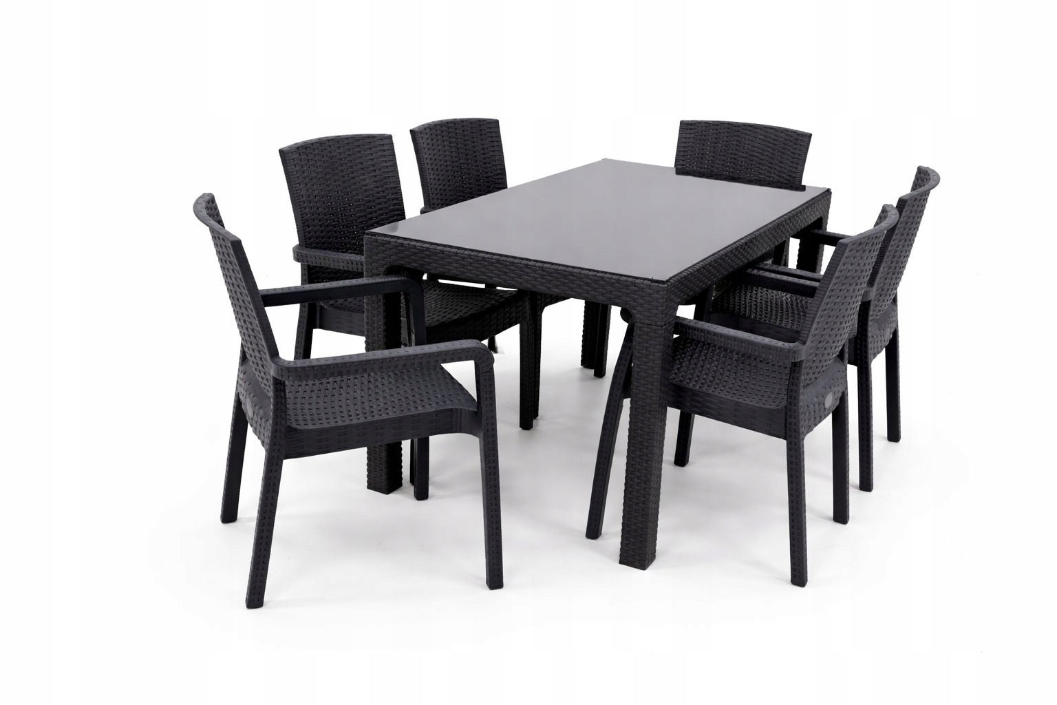 GARDEN FURNITURE SET BALCONY TERRACE TABLE 140x80 +6x CHAIRS CALMA ANTHRACITE Manufacturer code 30915