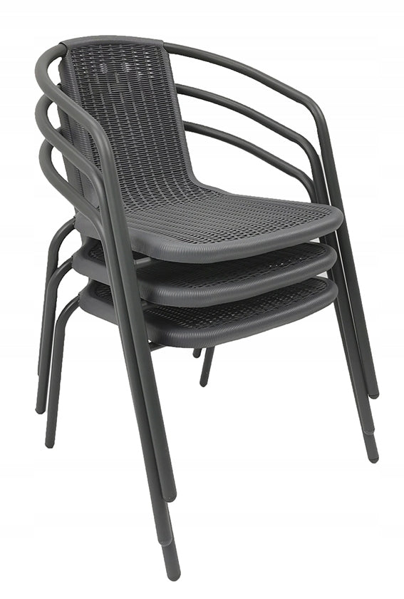 GARDEN FURNITURE SET BALCONY TERRACE TABLE FI90+6x CHAIRS LORETTO BLACK Main material metal
