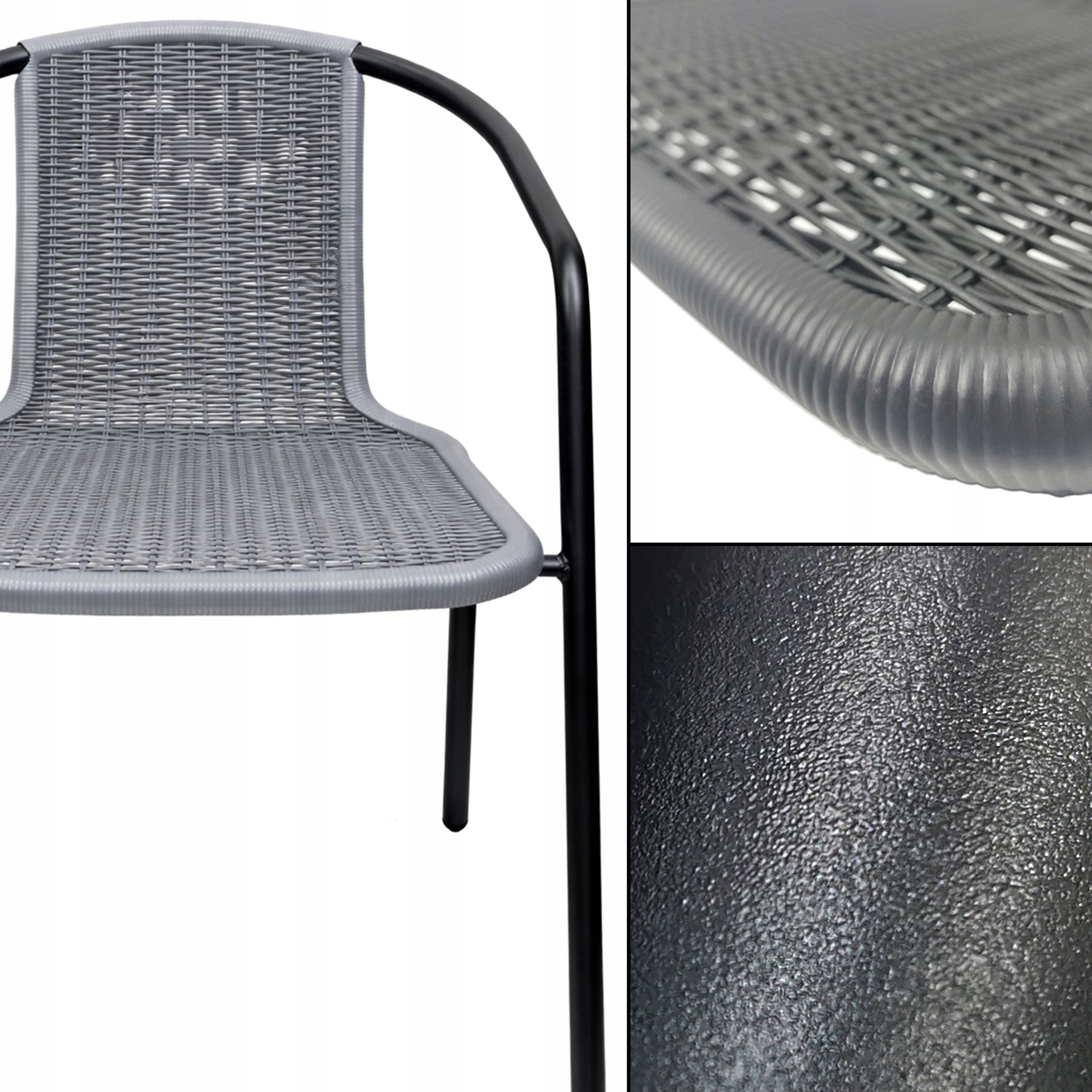 GARDEN FURNITURE SET BALCONY TERRACE TABLE FI90+6x CHAIRS LORETTO GREY Main material metal
