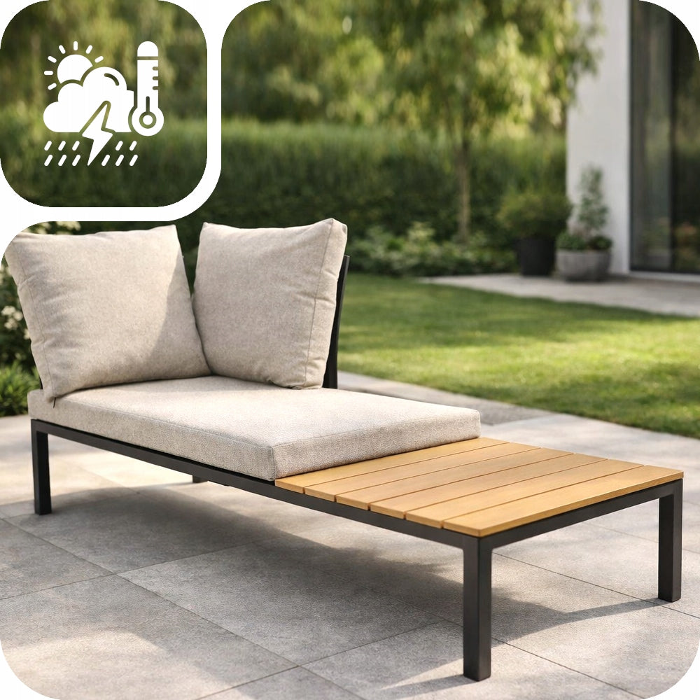 GARDEN FURNITURE SET CORNER SOFA MODULAR TABLE CUSHION SET Color beige