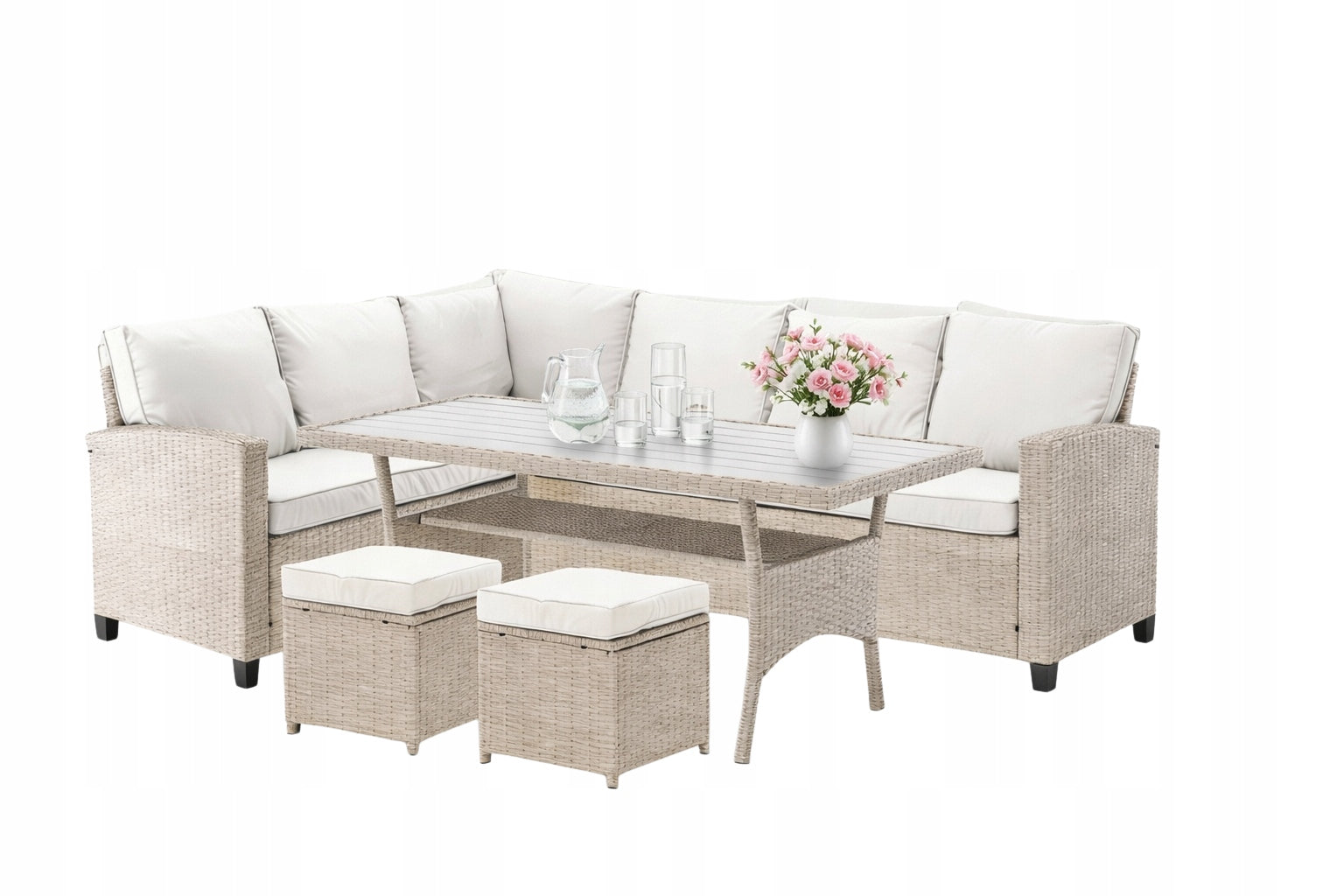GARDEN FURNITURE SET GARDEN SET CORNER TABLE POUF 4ELEMENTS Manufacturer code ABI3517