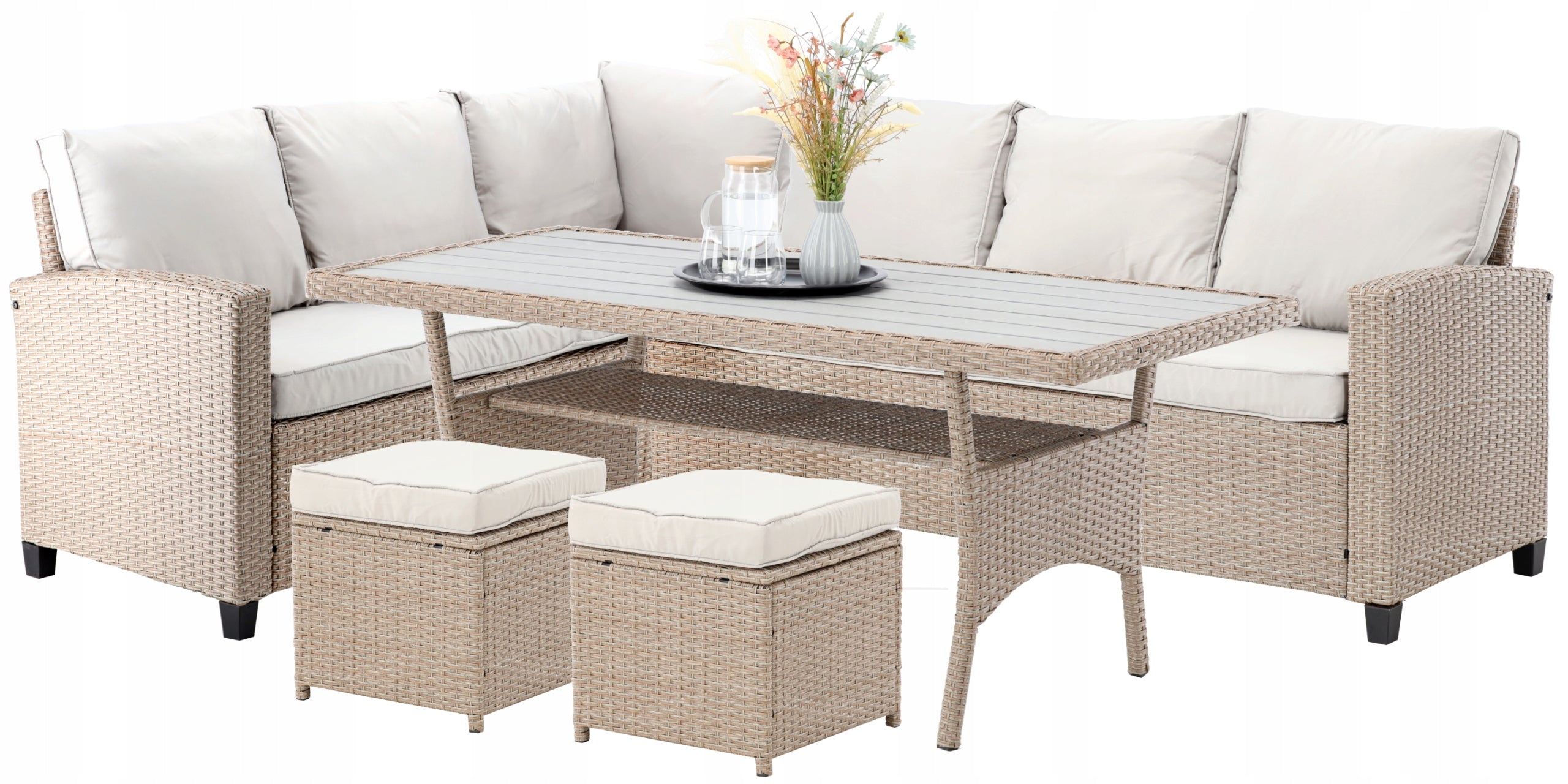 GARDEN FURNITURE SET GARDEN SET CORNER TABLE POUF 4ELEMENTS Number of items in the set 5