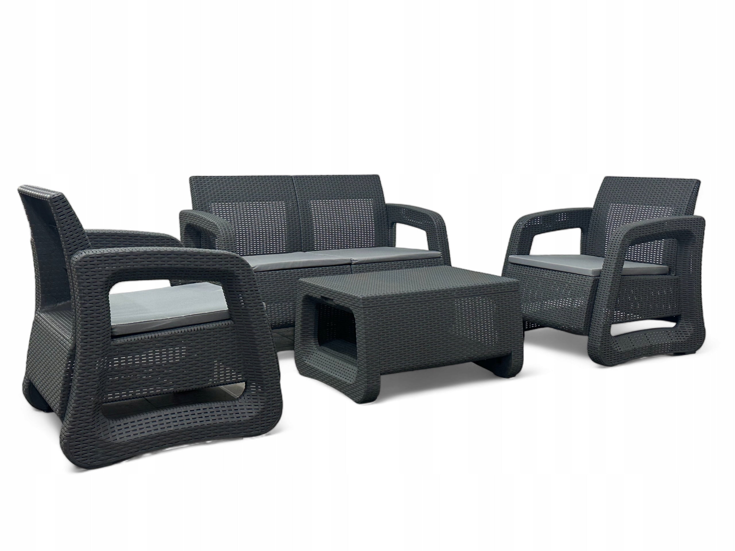 GARDEN FURNITURE SET LS03 RATTAN MTG FURNITURE SET GREY Color gray