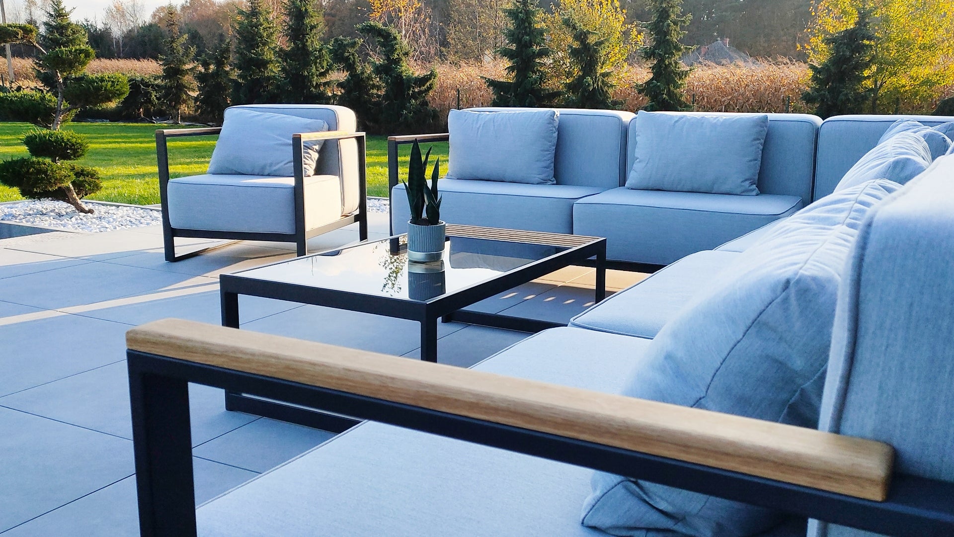 GARDEN FURNITURE SET MADERA GREY - MAY PRICE ! Set contents armchair corner sofa end table other element